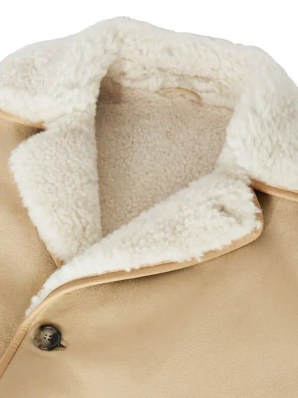 Loro Piana o1w1db10824 Sedrun Shearling Coat in Beige Size US XL / EU 56 / 4 - 5 Thumbnail