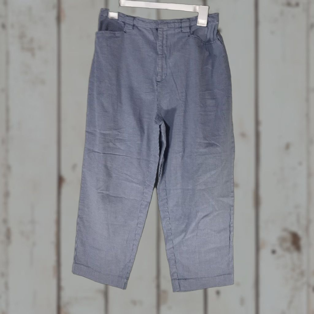 Cherokee Cherokee Capri Pants Womens Size 12 Blue White Check Stretch Comfort Size ONE SIZE - 1 Thumbnail