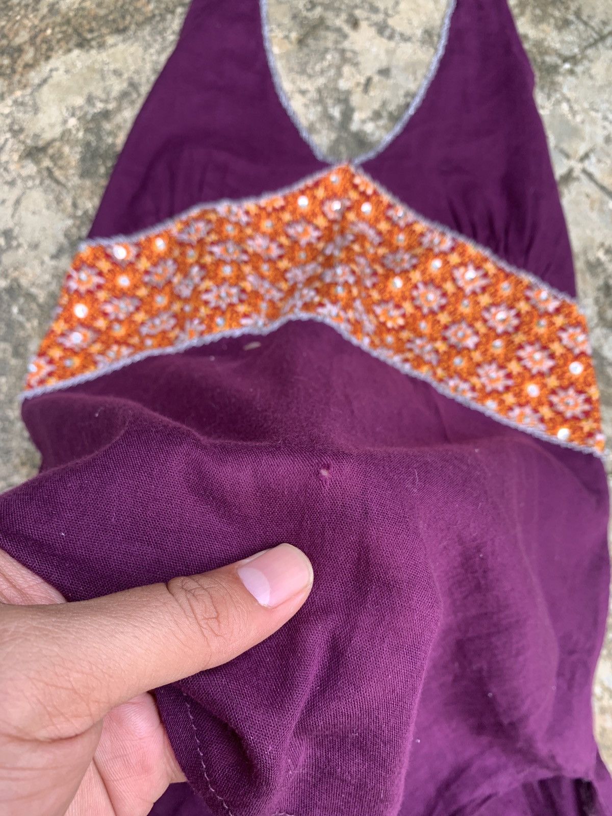 Japanese Brand Unknown Purple Multifabric Floral Sequin Halter Tank Top Size S / US 4 / IT 40 - 8 Thumbnail