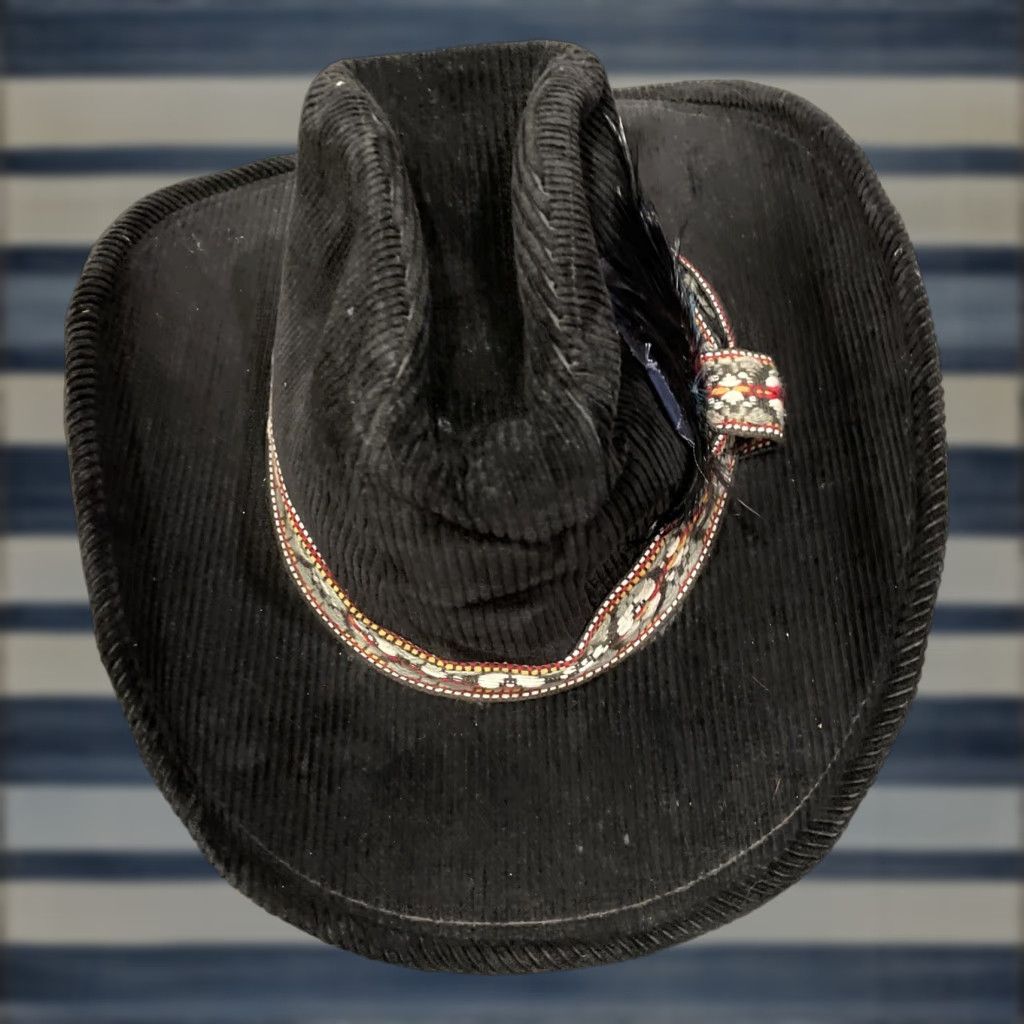 Vintage VINTAGE Dorfman Pacific Cowboy Hat Western Large Black Corduroy Wide Brim Mens Size ONE SIZE - 1 Thumbnail