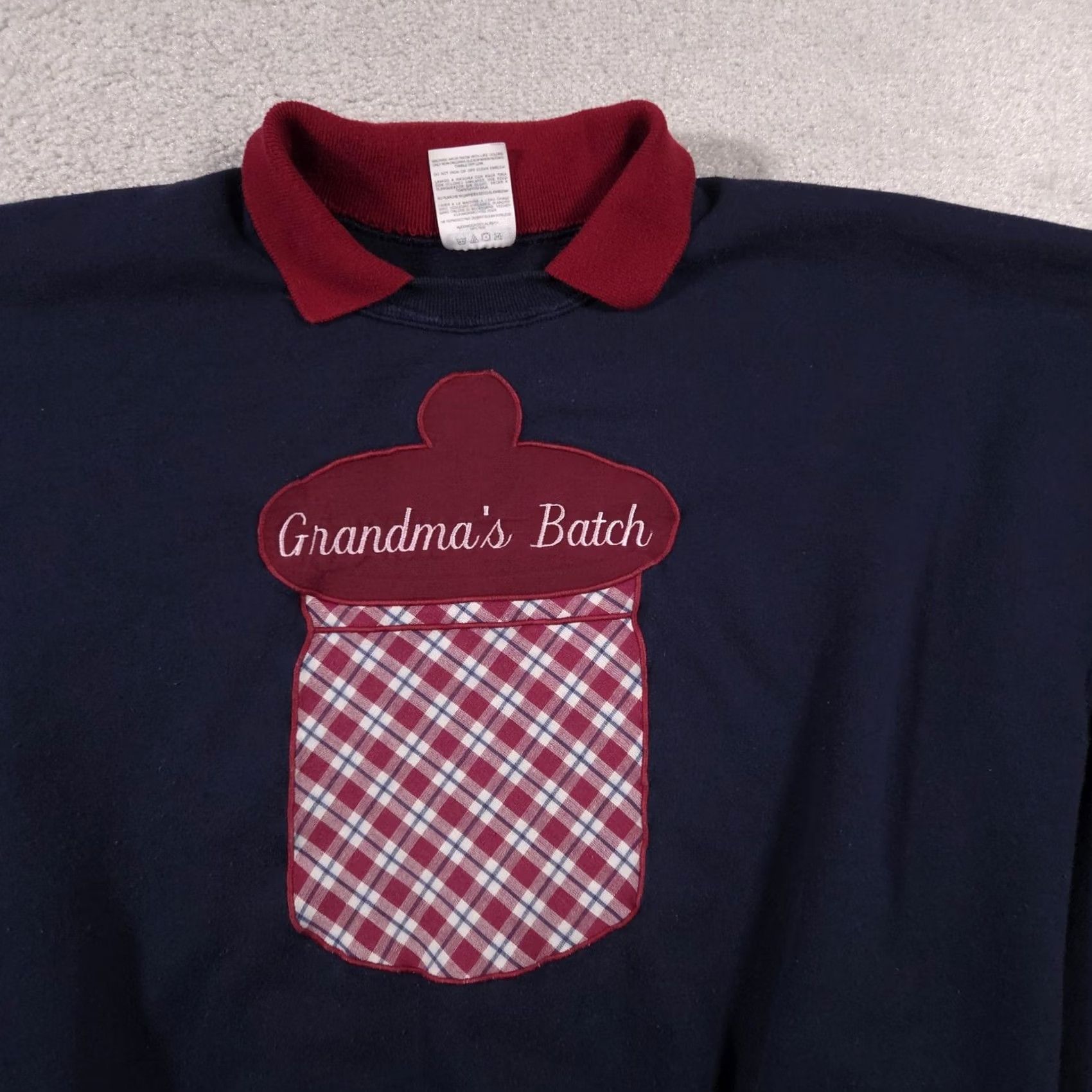 Jerzees VINTAGE Jerzees Sweatshirt Womens 2XL Navy Grandma's Batch Cookie Jar Applique Collar Knit Pullover Graphic Print 50% Cotton 50% Polyester 2X Size XXL / US 16-18 / IT 52-54 - 3 Thumbnail