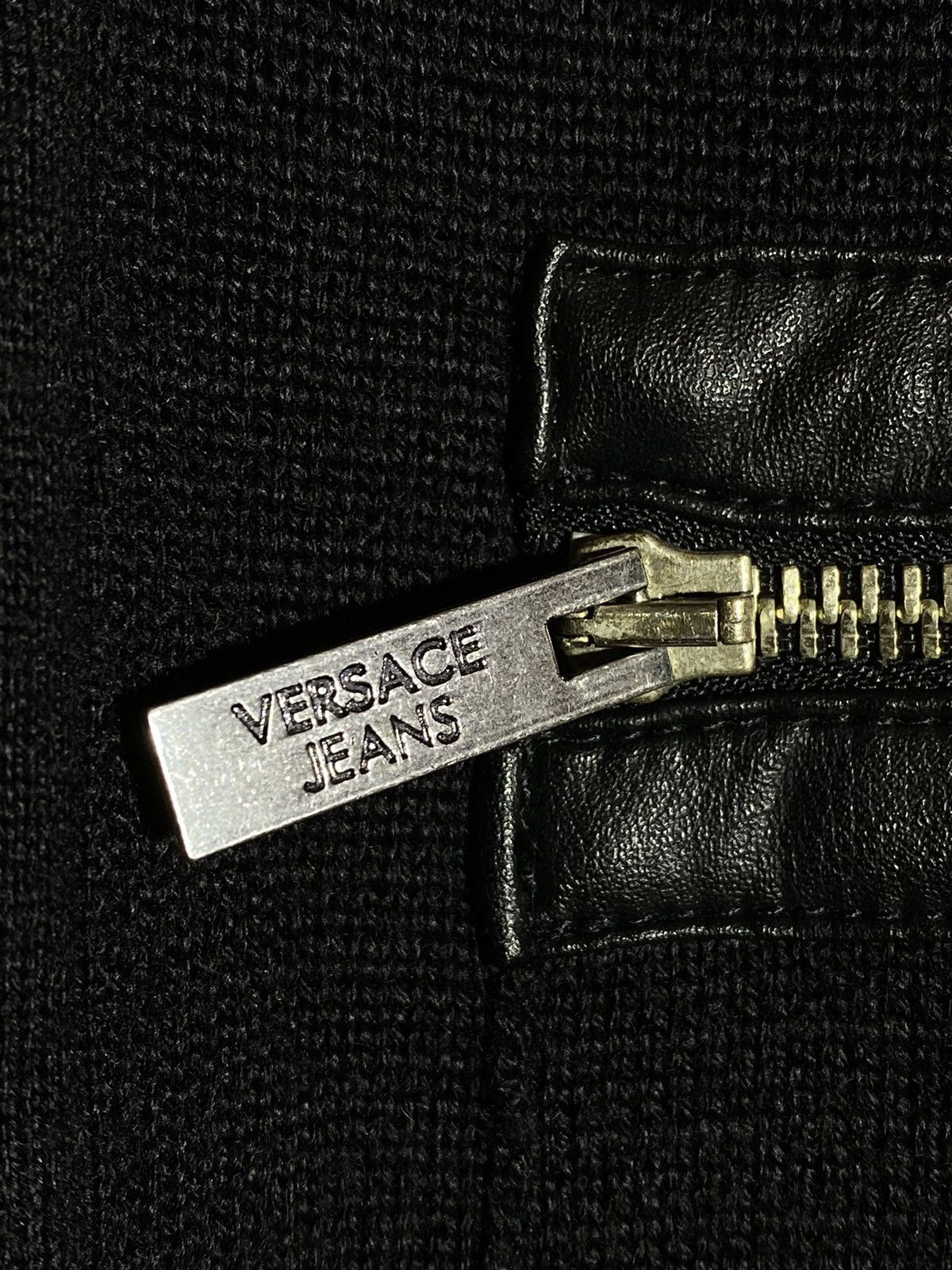 Versace Jeans Couture × Vintage Versace Jeans leather elements wool black zip up sweater Size US M / EU 48-50 / 2 - 7 Thumbnail