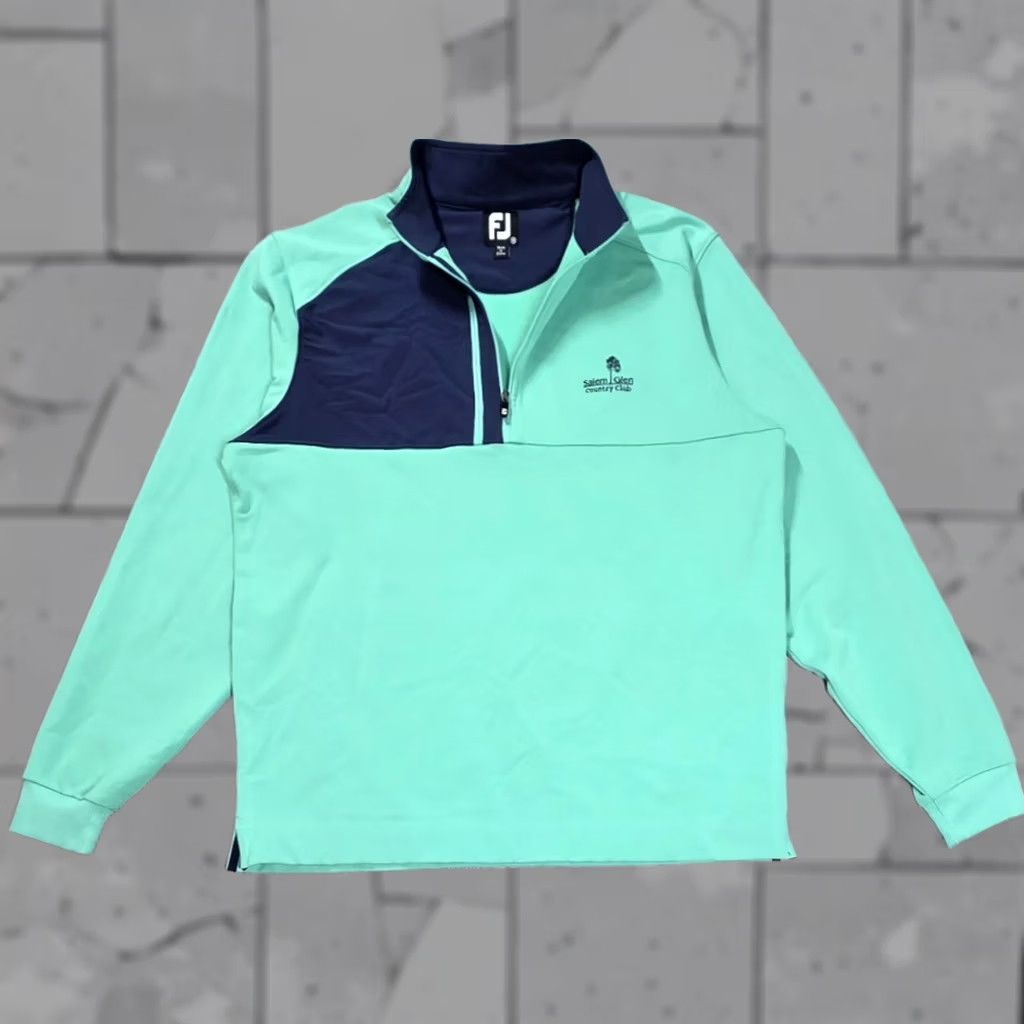 Footjoy FootJoy Pullover Mens M Green Blue Pique Sport Midlayer 1/4 Zip Salem Glen CC Size US M / EU 48-50 / 2 - 1 Thumbnail