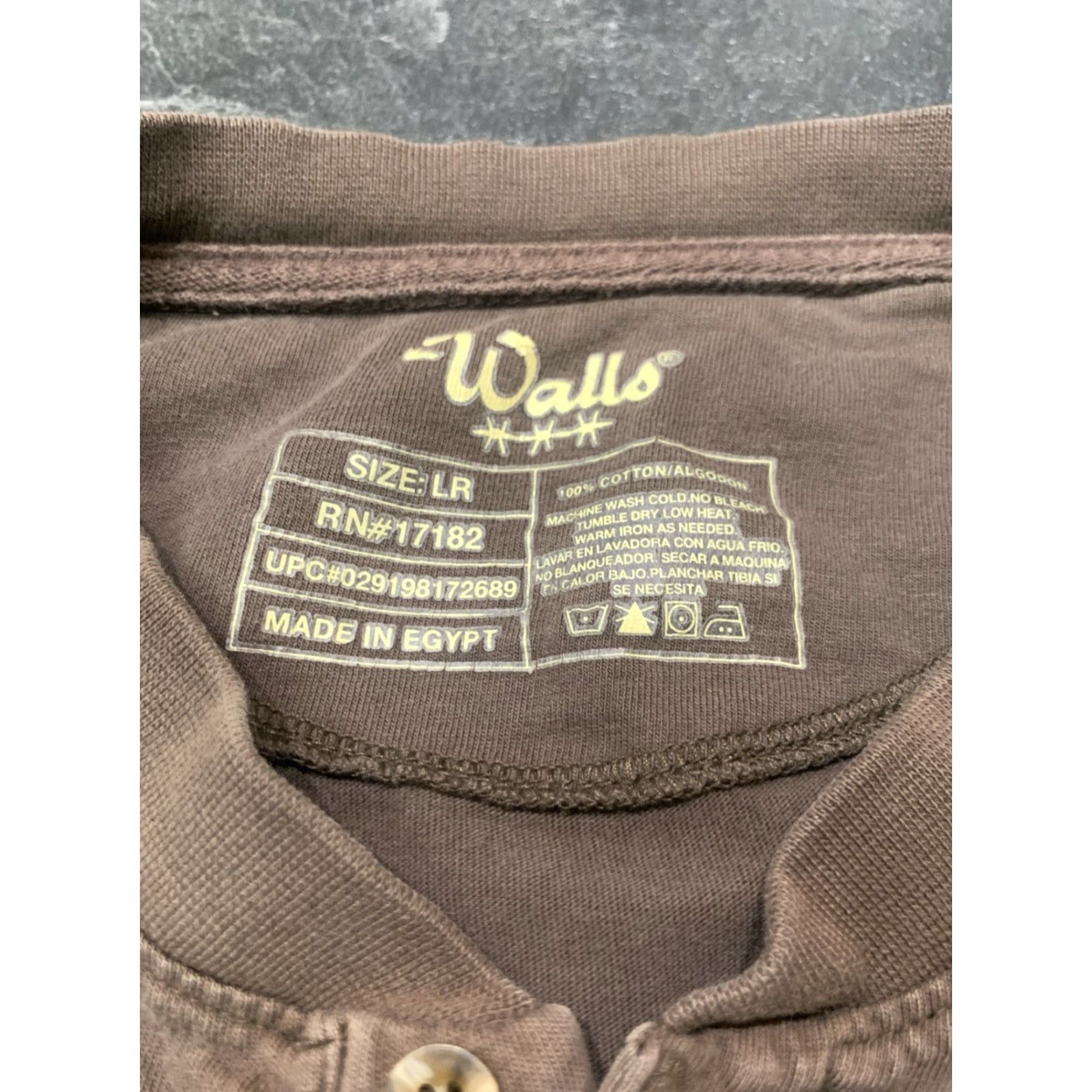 Walls VINTAGE Walls Men's Henley Shirt Large Brown Cotton Pocket Workwear Size US L / EU 52-54 / 3 - 5 Thumbnail