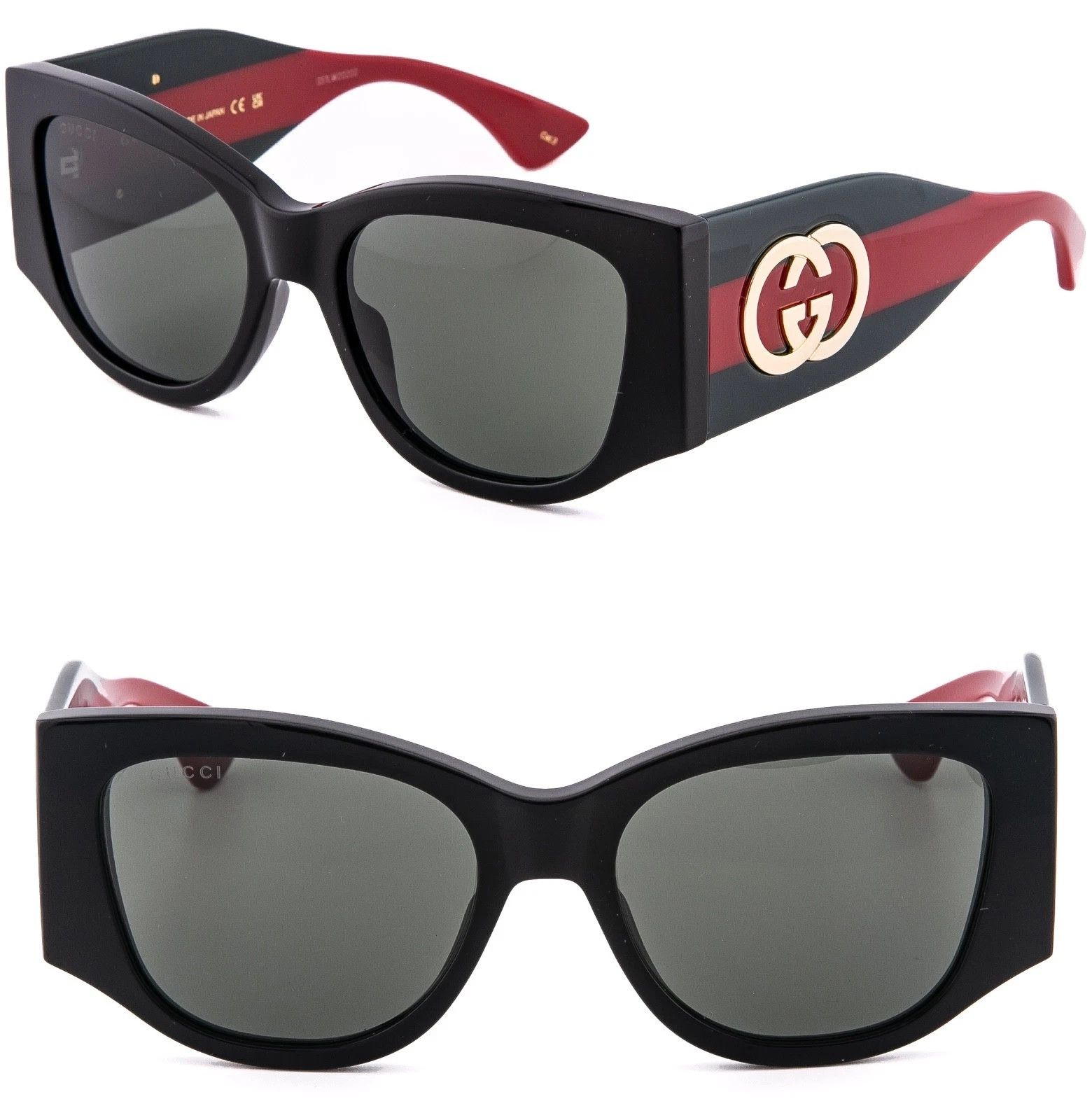 Gucci GUCCI Gg2115S 2115 Black Green Web Classic Sunglasses 001 Size ONE SIZE - 1 Thumbnail