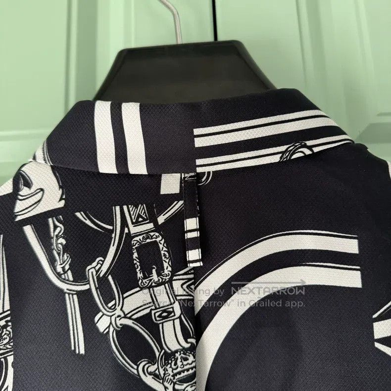 Hermes Hermes Black and White Chain Print Silk Shirt, Classic Bla Size XS / US 0-2 / IT 36-38 - 6 Thumbnail
