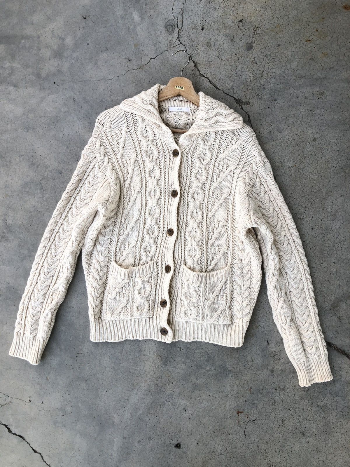 Designer × Japanese Brand LIBRE Cardigan CableKnit Sweater Pure Pullover Size US L / EU 52-54 / 3 - 1 Thumbnail