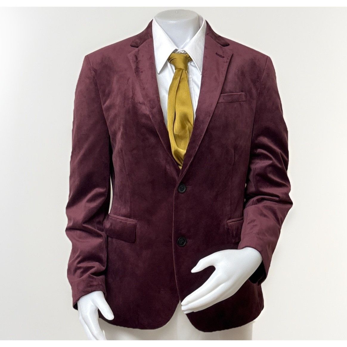 J Ferrar J Ferrar Velvet Suit Jacket Mens 40 Slim Oxblood Burgundy Fo Size 40S - 1 Thumbnail