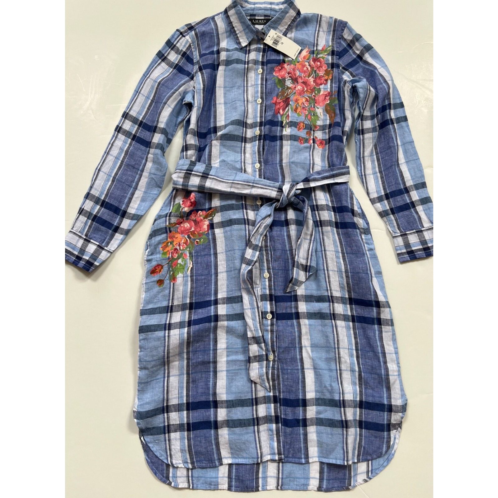 Lauren Ralph Lauren Ralph Lauren Floral & Plaid Linen Shirtdress Women's Size 12 Size XL / US 12-14 / IT 48-50 - 1 Thumbnail