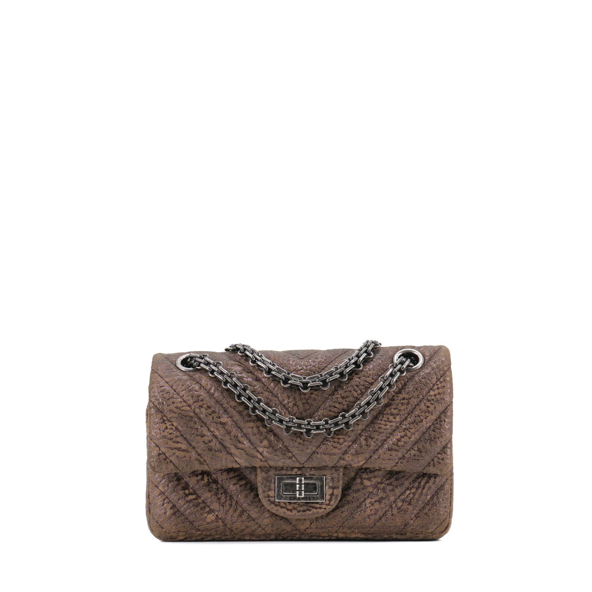 Chanel CHANEL - Chanel 2.55 shoulder bag in brown chevron and nubuck leather Size ONE SIZE - 1 Thumbnail