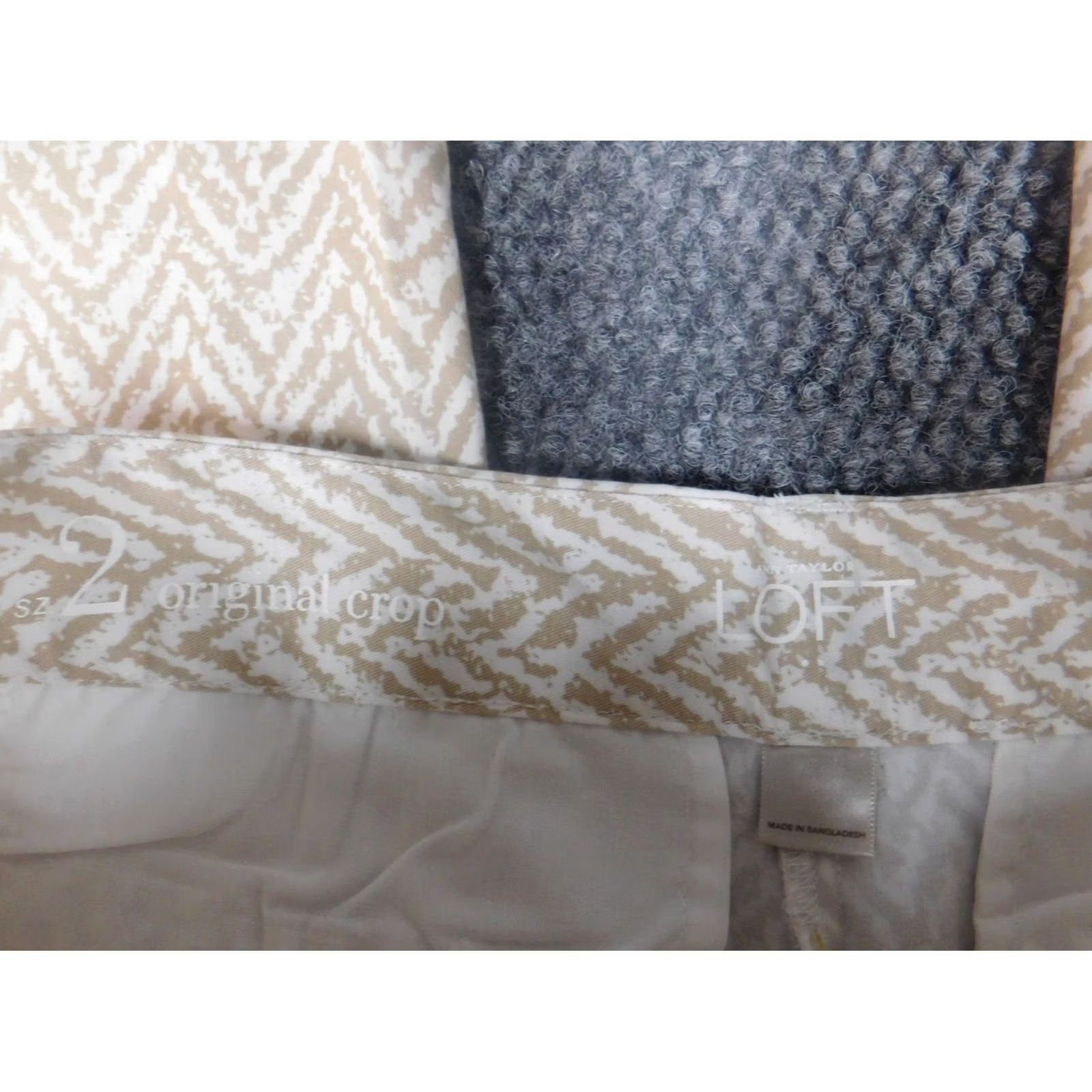 Loft Loft Pants Cropped Striped Beige 2 Regular Straight Summer Womens Size 29" - 3 Thumbnail
