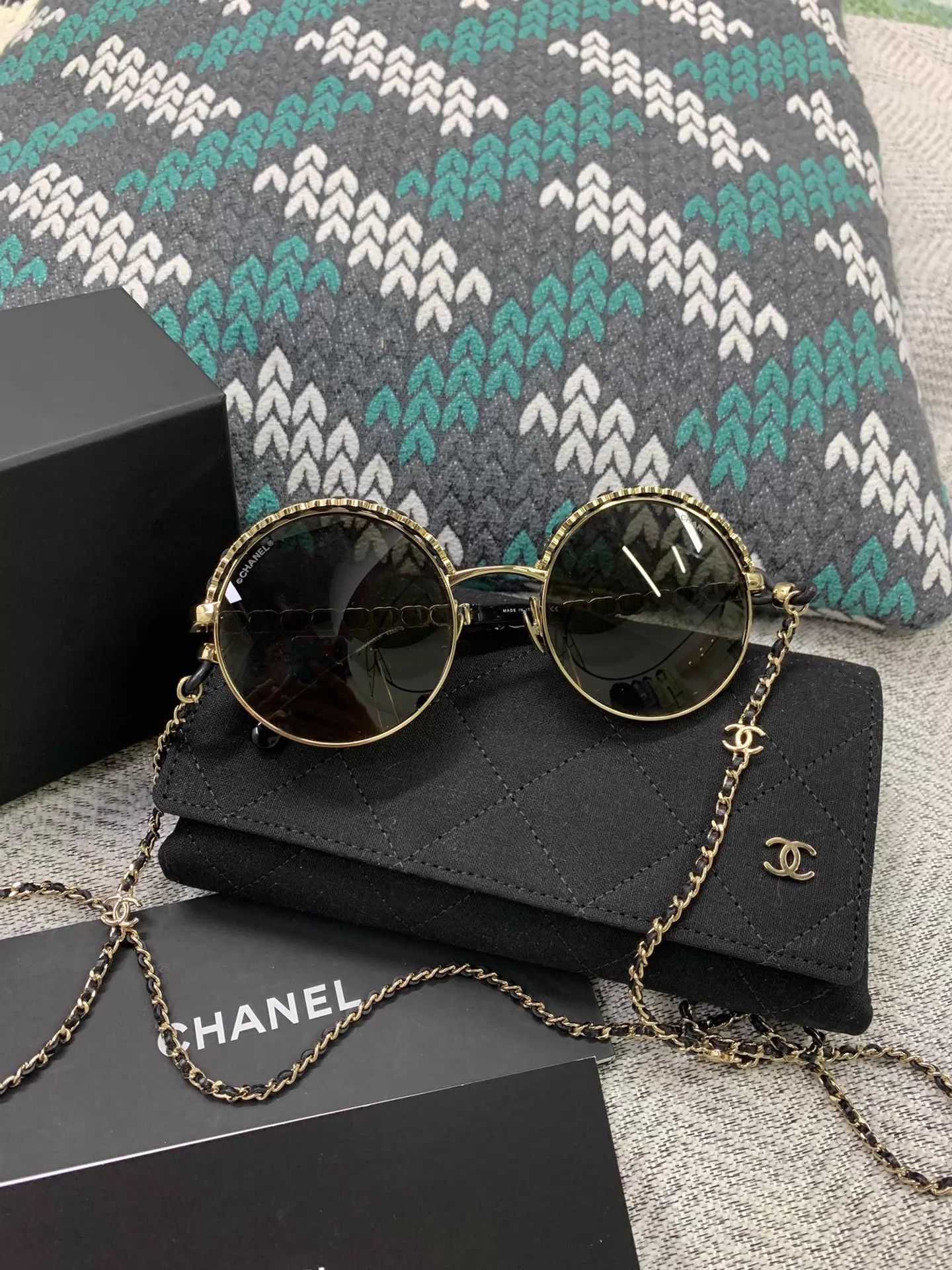 Chanel Chanel Leather Chain Full Logo Sunglasses New Size ONE SIZE - 1 Thumbnail