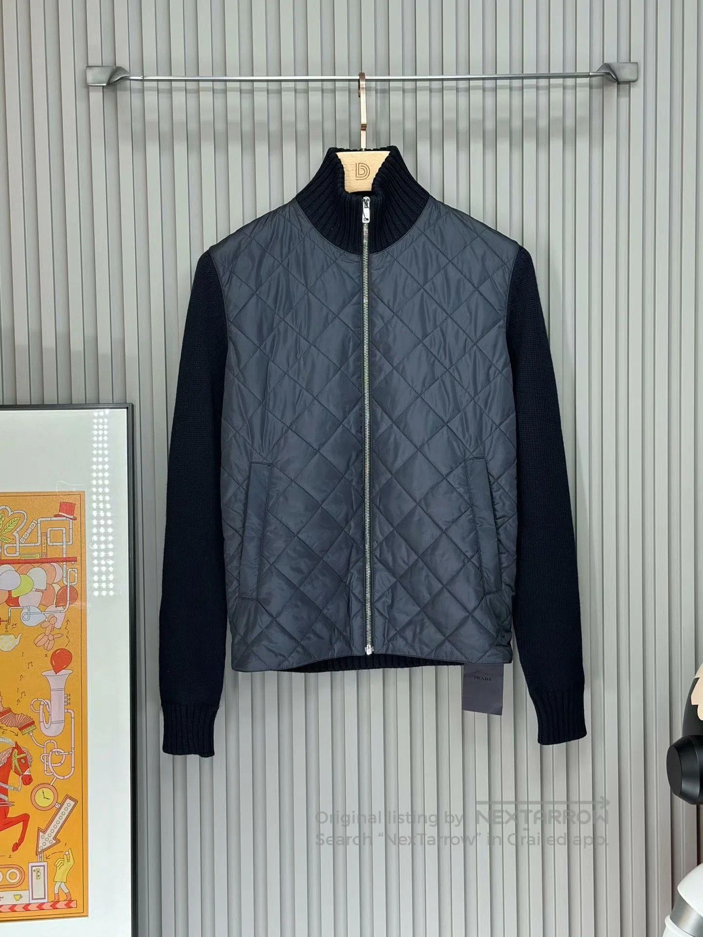 Prada PRADA Navy Knit Paneled Jacket. Size US S / EU 44-46 / 1 - 1 Thumbnail