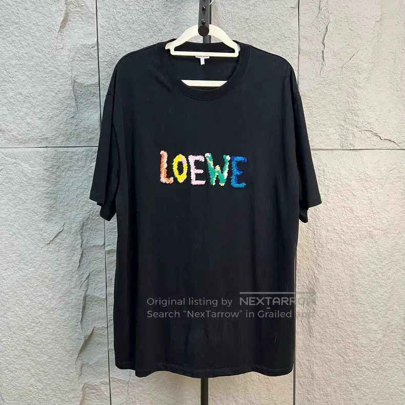 Loewe Loewe FW24 Logo Letter Embroidered Black Short Sleeve T-Sh Size US XL / EU 56 / 4 - 1 Thumbnail