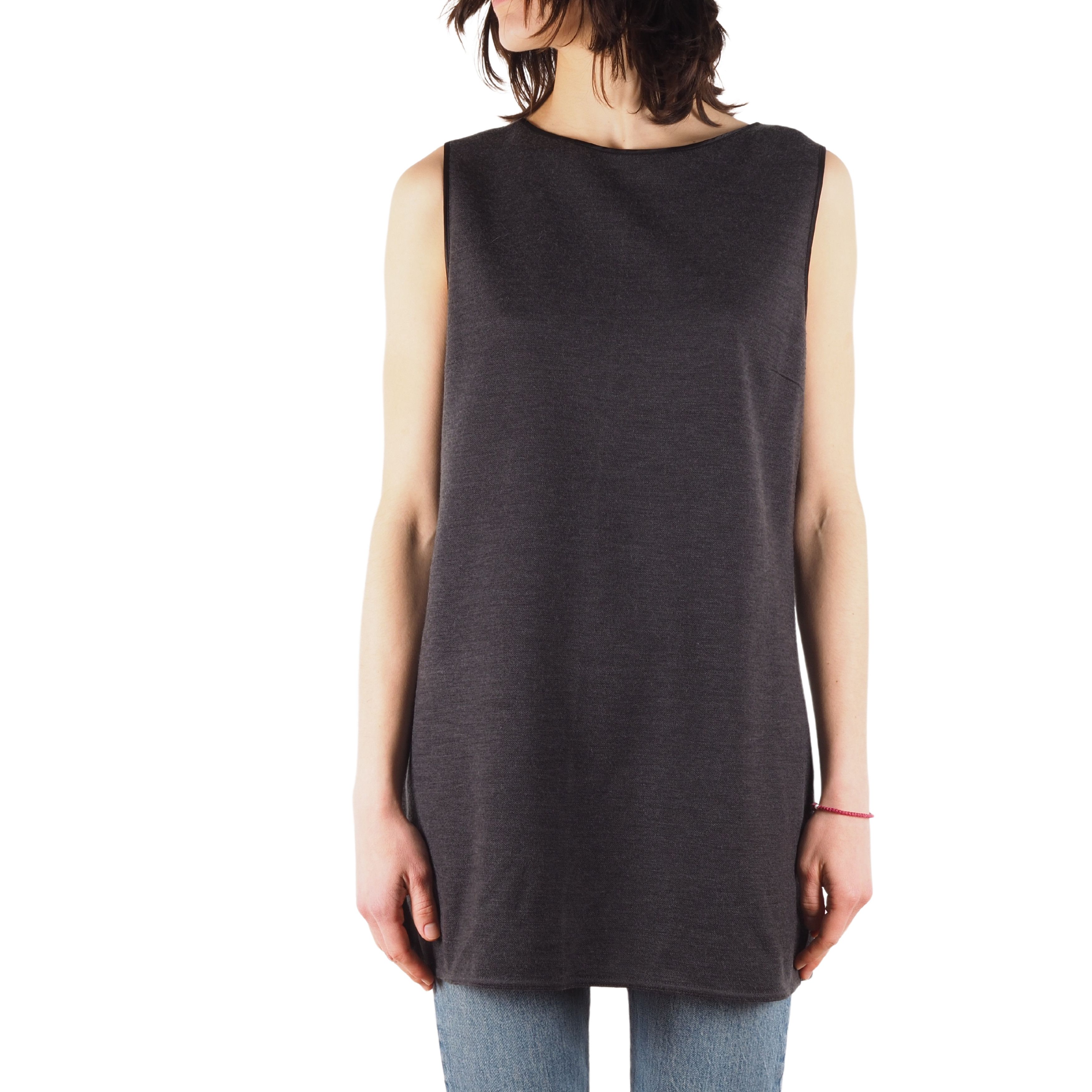 Sarah Pacini Sarah Pacini Women's Wool Gray Sleeveless Tank Top T-Shirt Size L / US 10 / IT 46 - 1 Thumbnail