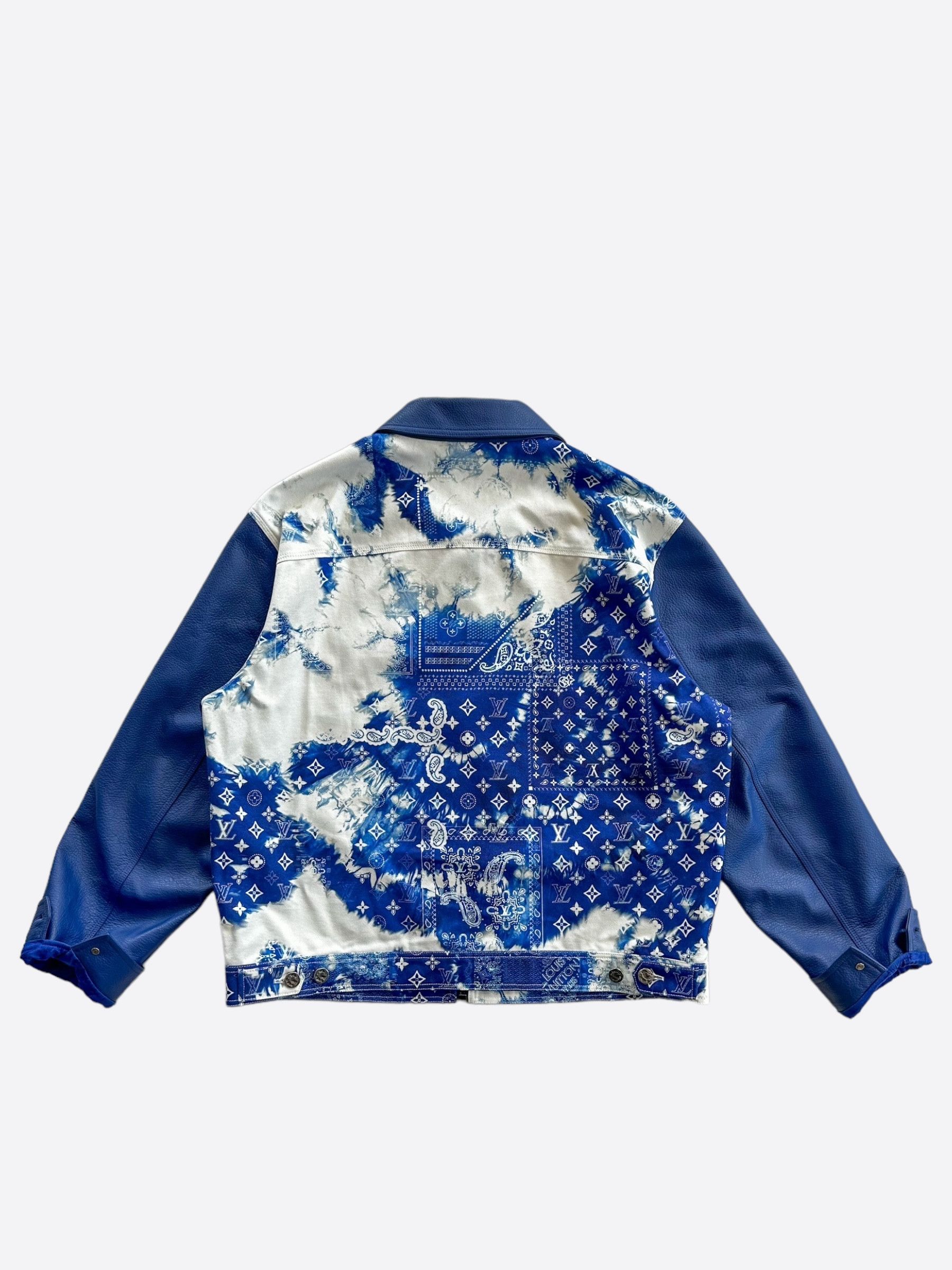 Louis Vuitton Louis Vuitton Blue Bandana Mixed Leather Jacket Size US XXL / EU 58 / 5 - 2 Thumbnail