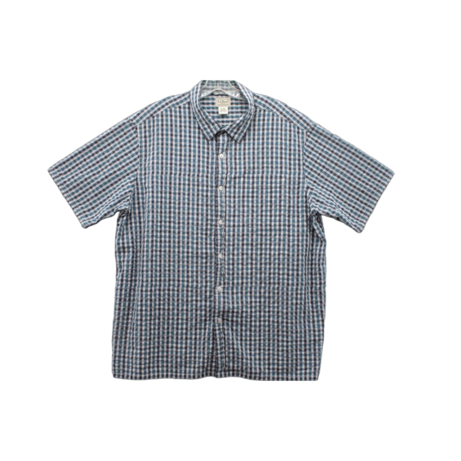 Vintage L.L. Bean Shirt Men's XL Blue Black Plaid Short Sleeve Cotton Outdoors Size US XL / EU 56 / 4 - 1 Thumbnail