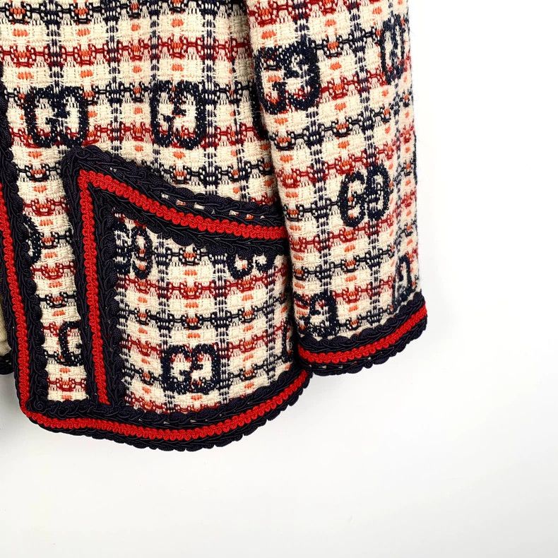 Gucci Gucci Color-blocked logo jacquard wool long-sleeved tweed Size XS / US 0-2 / IT 36-38 - 4 Thumbnail
