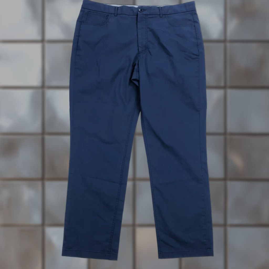 Vintage Holderness & Bourne The Warner Pants Men 38x32 Navy Tailored Stretch Chino Flat Front Belt Loops Pockets Size US 38 / EU 54 - 1 Thumbnail