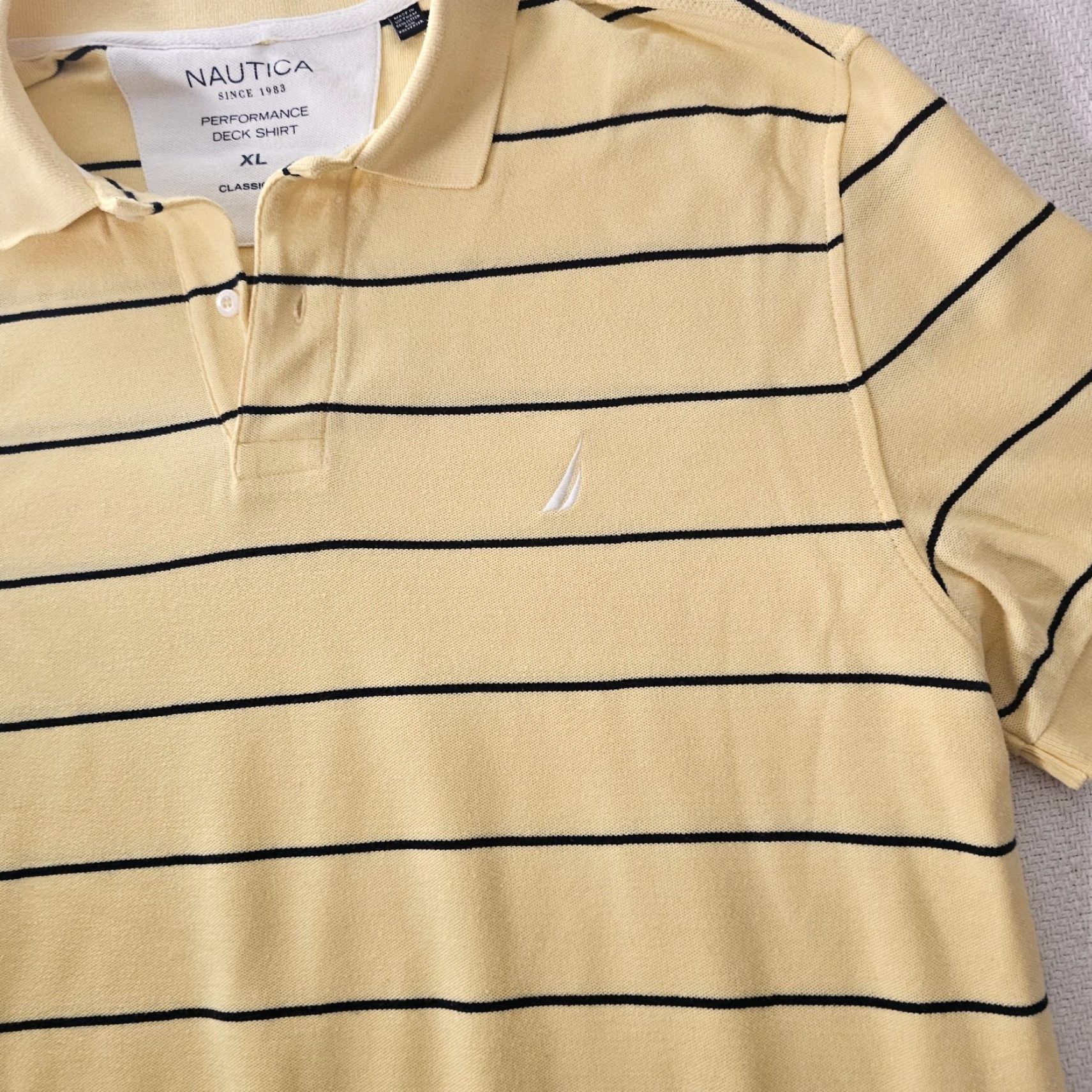 Nautica Nautica Polo Shirt Men's XL Yellow Striped Classic Fit Performance Deck Golf Polo Size US XL / EU 56 / 4 - 3 Thumbnail