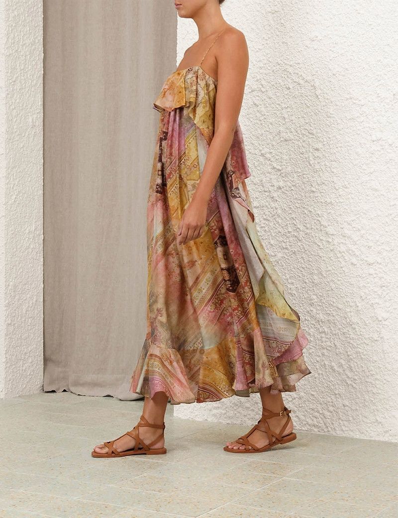 Zimmermann oc11z0226 Tallow Ruffle Maxi Dress In Multicolor Size M / US 6-8 / IT 42-44 - 3 Thumbnail