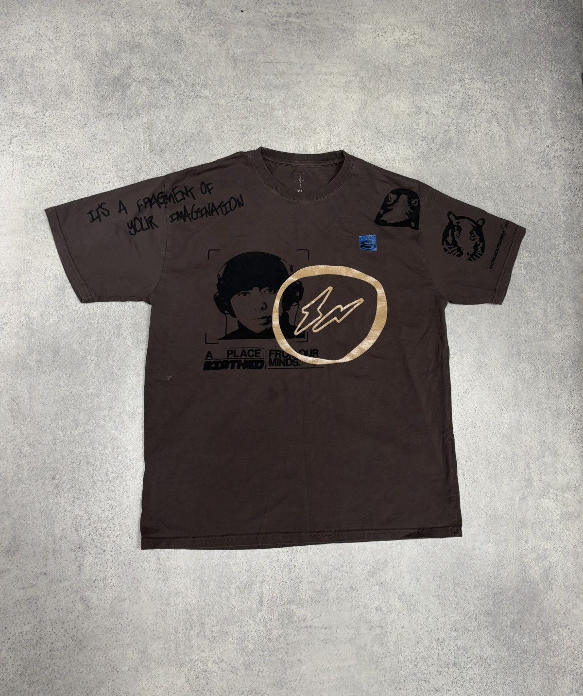 Travis Scott Cactus Jack x Kaws For Fragment Tee Aged Yellow