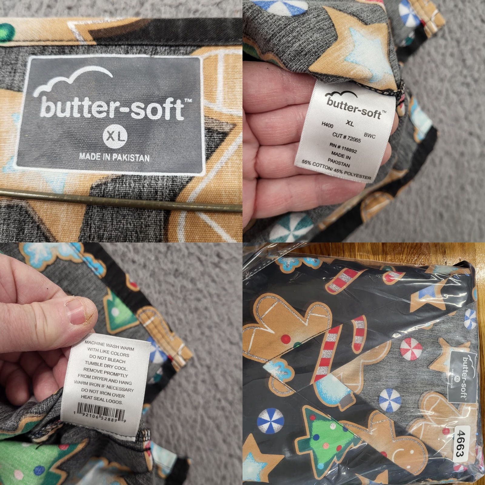 Buttero Butter Soft Scrub Top Women's XL Multicolor Christmas Gingerbread Candy Cane Scrub Top Womens XL Multicolor Christmas Size XL / US 12-14 / IT 48-50 - 9 Thumbnail