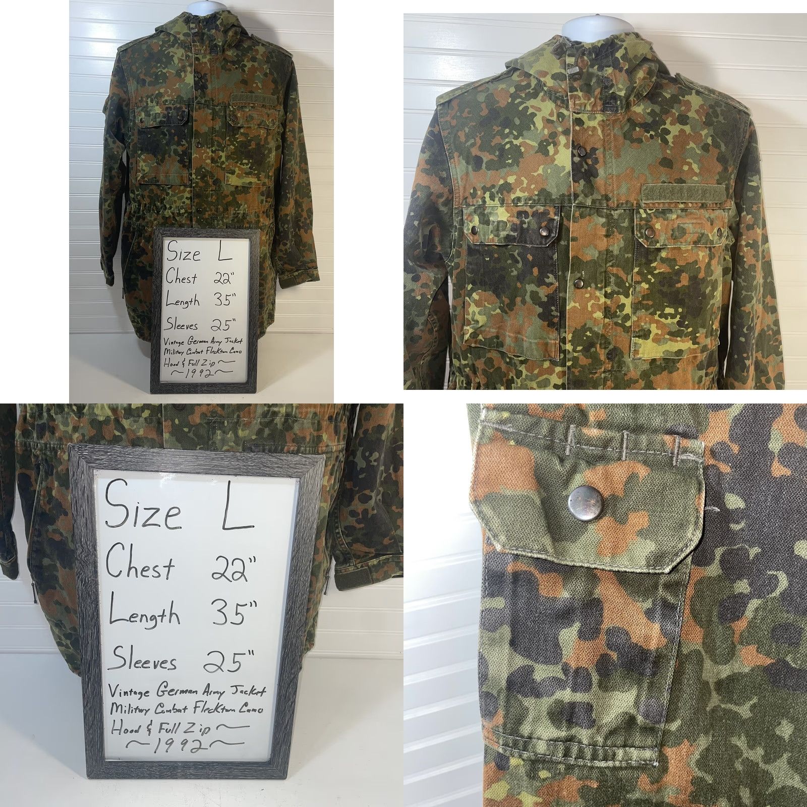 GmbH VINTAGE Kohler GMBH German Army Jacket Men Large Flecktarn Camo Military Combat Jacket Size US L / EU 52-54 / 3 - 8 Thumbnail
