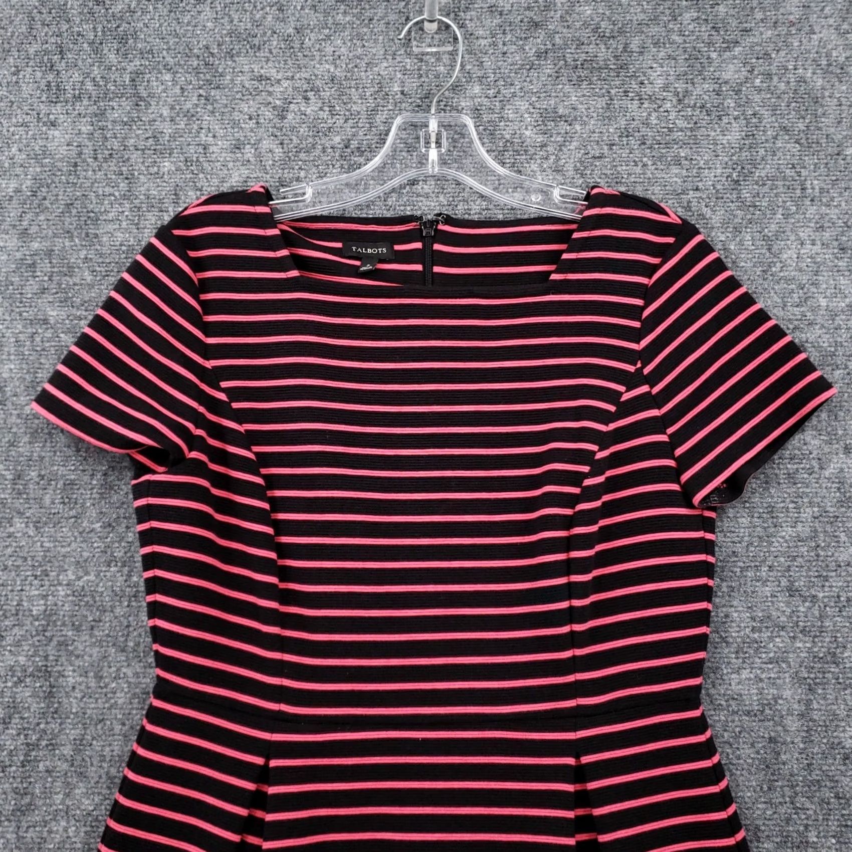 Talbots Talbots Dress Women 2 Black Pink A-Line Striped Square Neck Short Sleeve Pleated Vintage: No Size 26" / US 2 / IT 38 - 5 Thumbnail