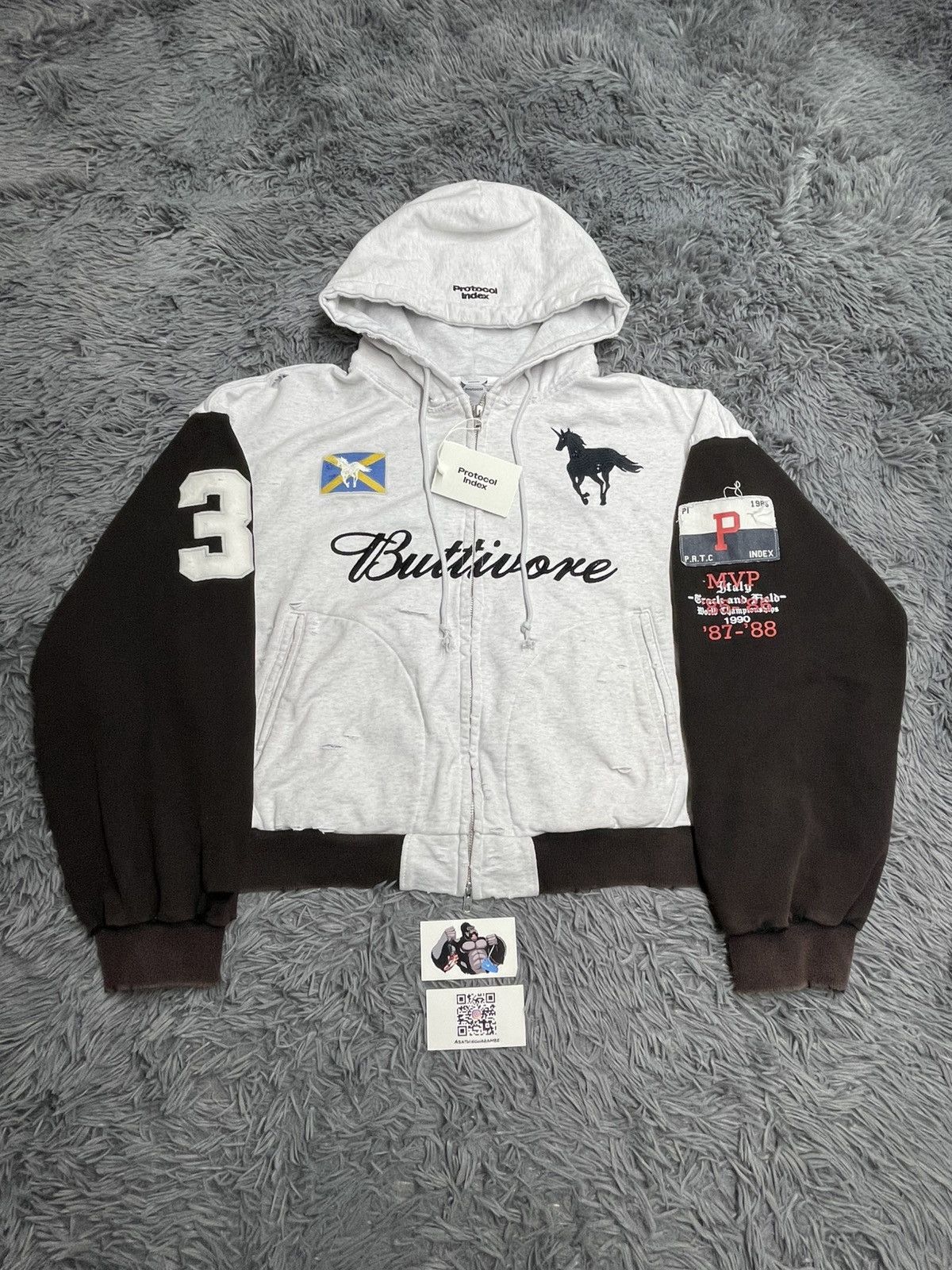PROJECT G/R Protocol Index Buttivore Zip Hoodie White Melange Size US S / EU 44-46 / 1 - 2 Thumbnail