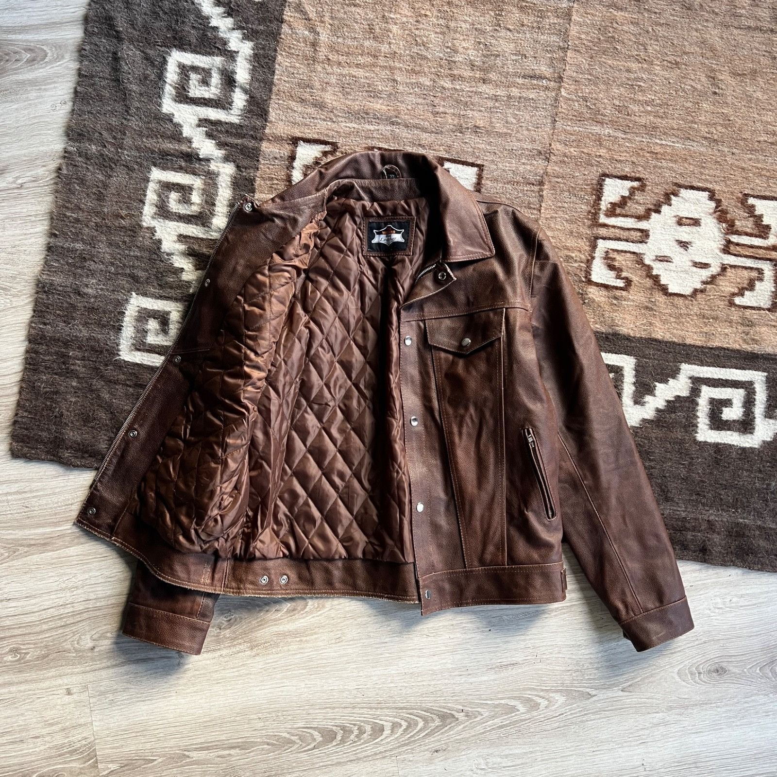 Leather Vintage Real Leather Trucker Jacket 9773AC Size US M / EU 48-50 / 2 - 2 Thumbnail