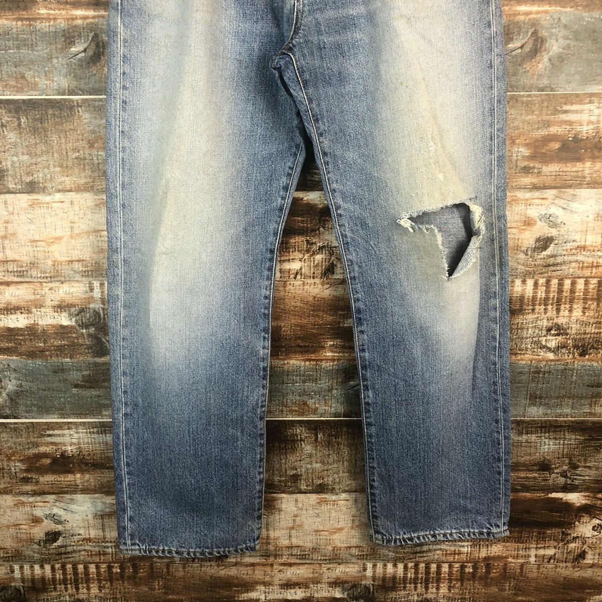 Japanese Brand DL Uniqlo Blue Distressed Denim Pants #C292 Size US 32 / EU 48 - 6 Thumbnail