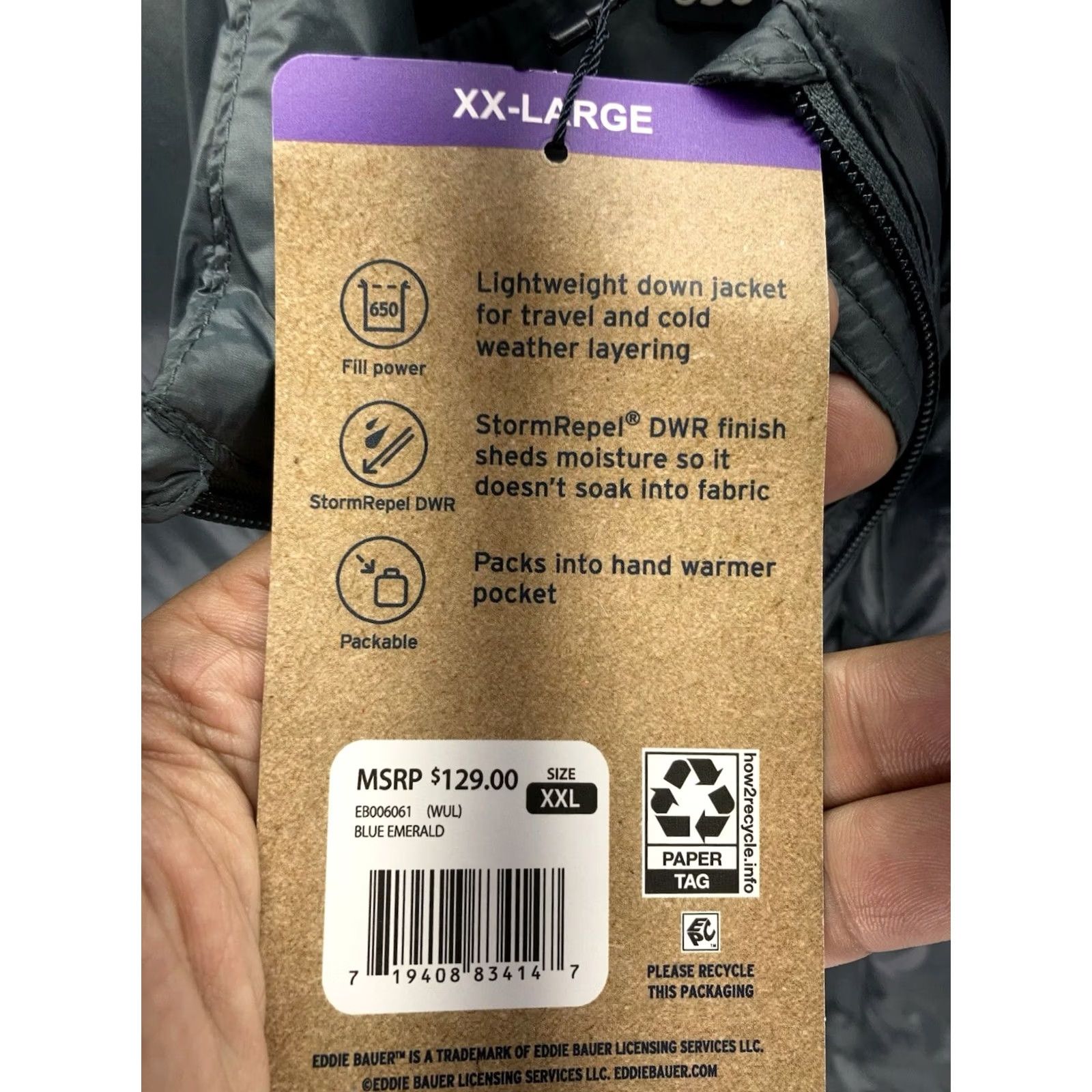 Eddie Bauer Eddie Bauer Down Puffer Jacket Coat Women 2XL Blue Packable Full Zip NWT Size XXL / US 16-18 / IT 52-54 - 6 Thumbnail