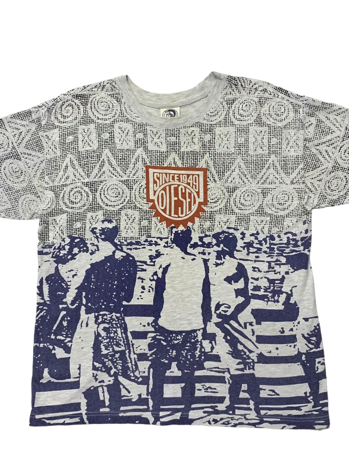 Diesel × Vintage Rare 90s Diesel Only The Brave All Overprint Tshirt Size US L / EU 52-54 / 3 - 4 Thumbnail