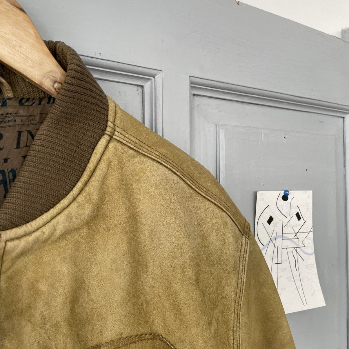 Vintage Yellow Distressed leather jacket Y2K sz M