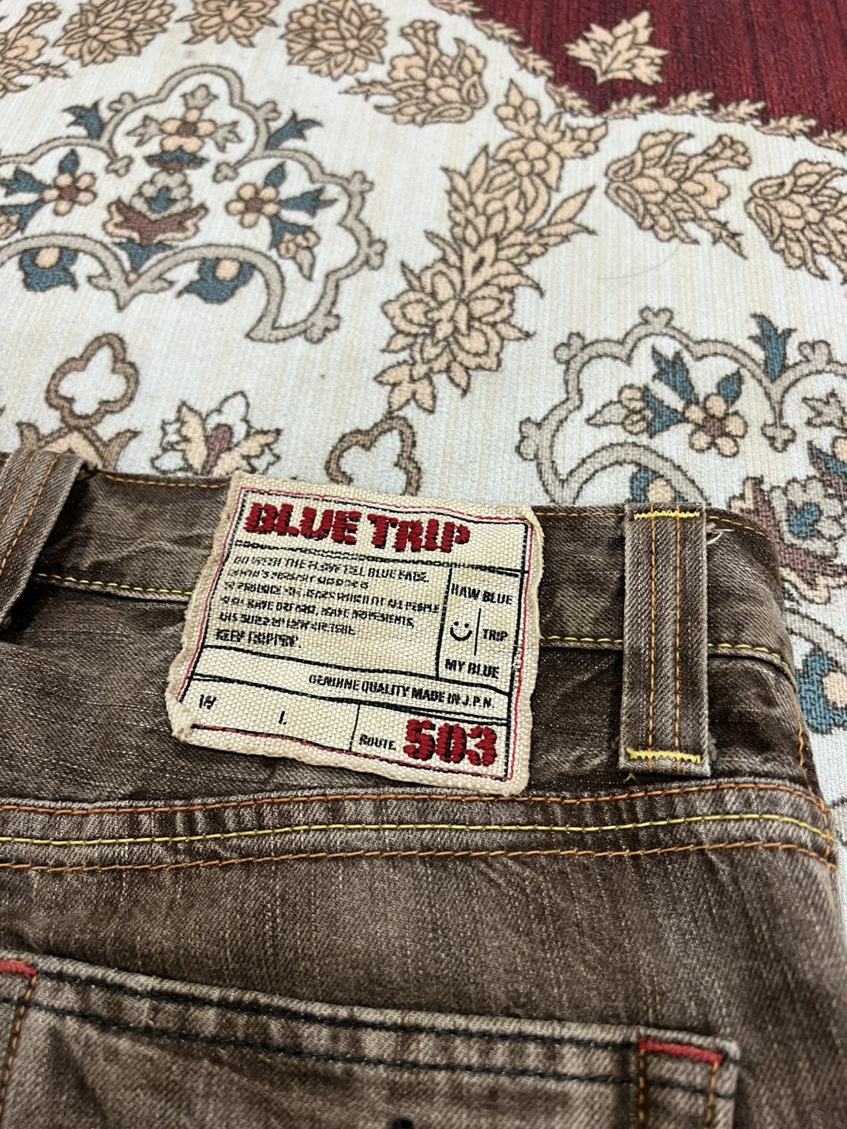 Edwin 💥Flare💥Vintage Edwin 503 Blue Trip Faded Flare Denim Jean Size US 31 - 19 Thumbnail