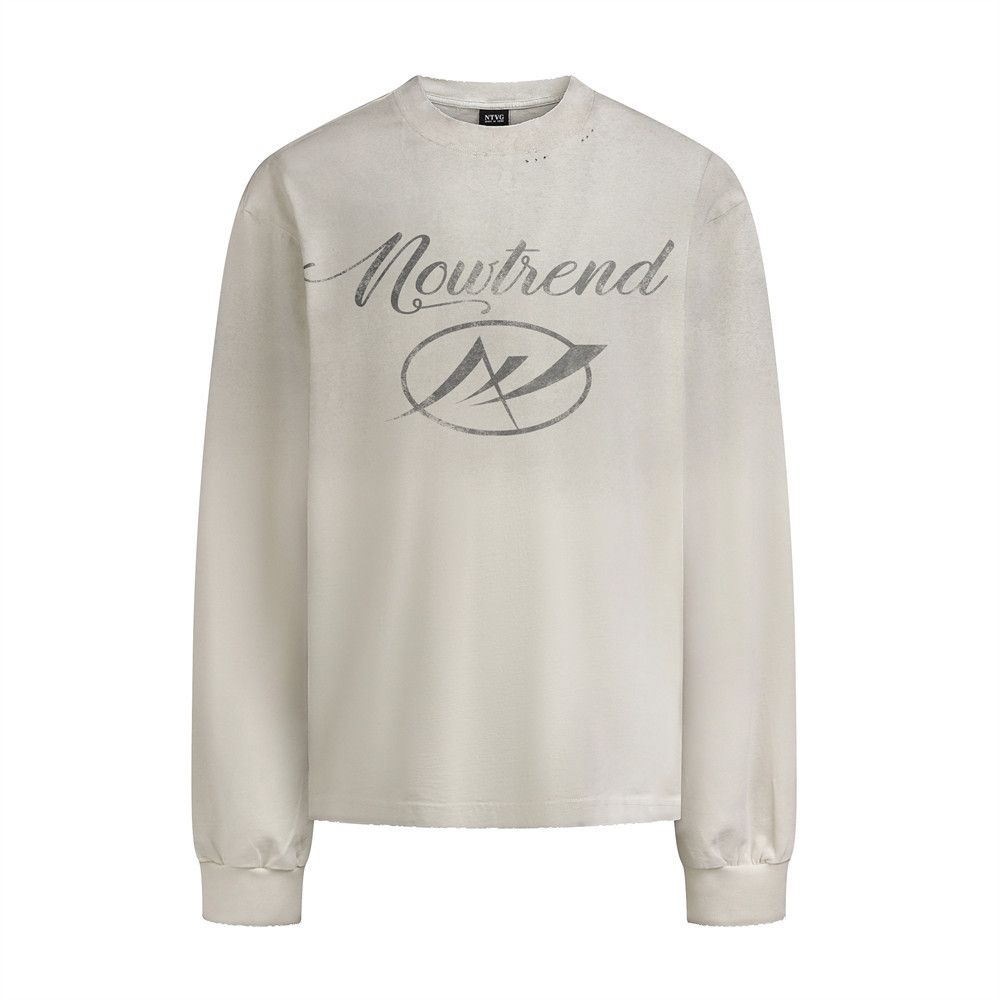 Vintage Men's letter print distressed dirty long-sleeved T-shirt Size US M / EU 48-50 / 2 - 1 Thumbnail