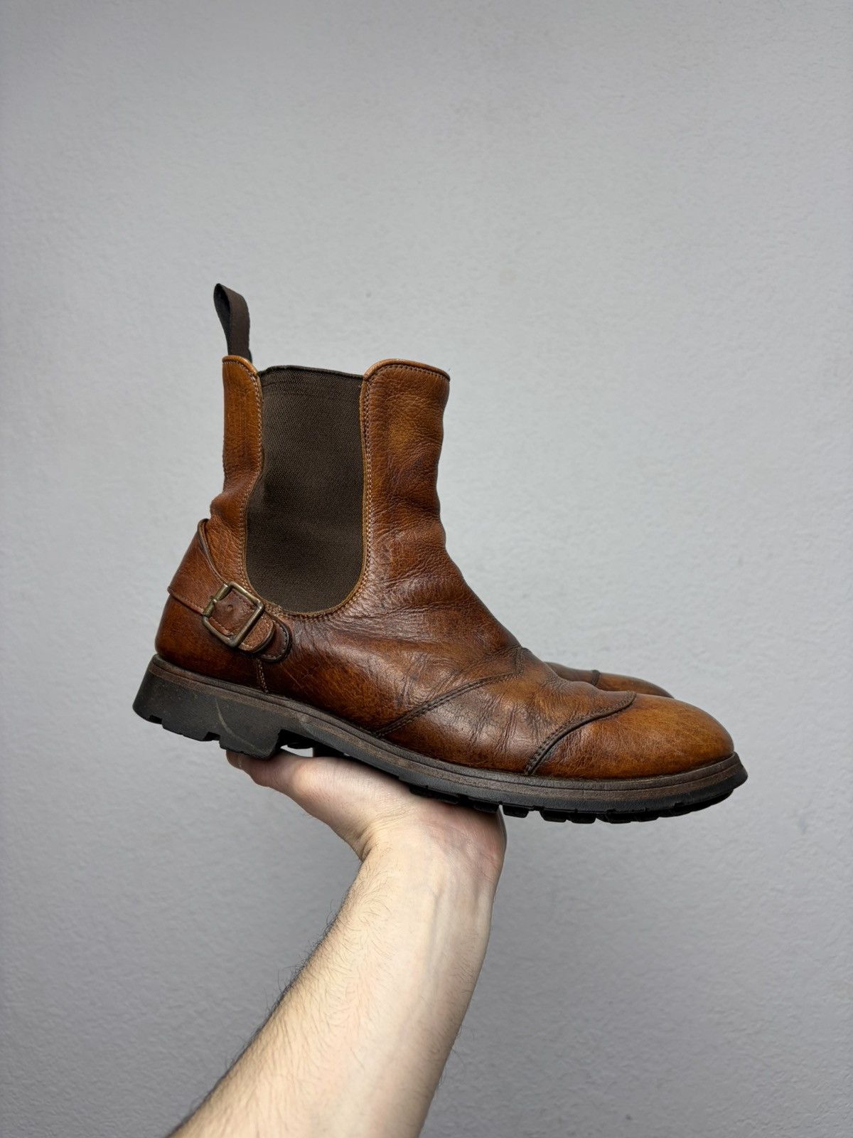 Hedi Slimane Vintage Y2K Guidi CCP Style Distressed Leather Biker Boots Size US 10 / EU 43 - 3 Thumbnail