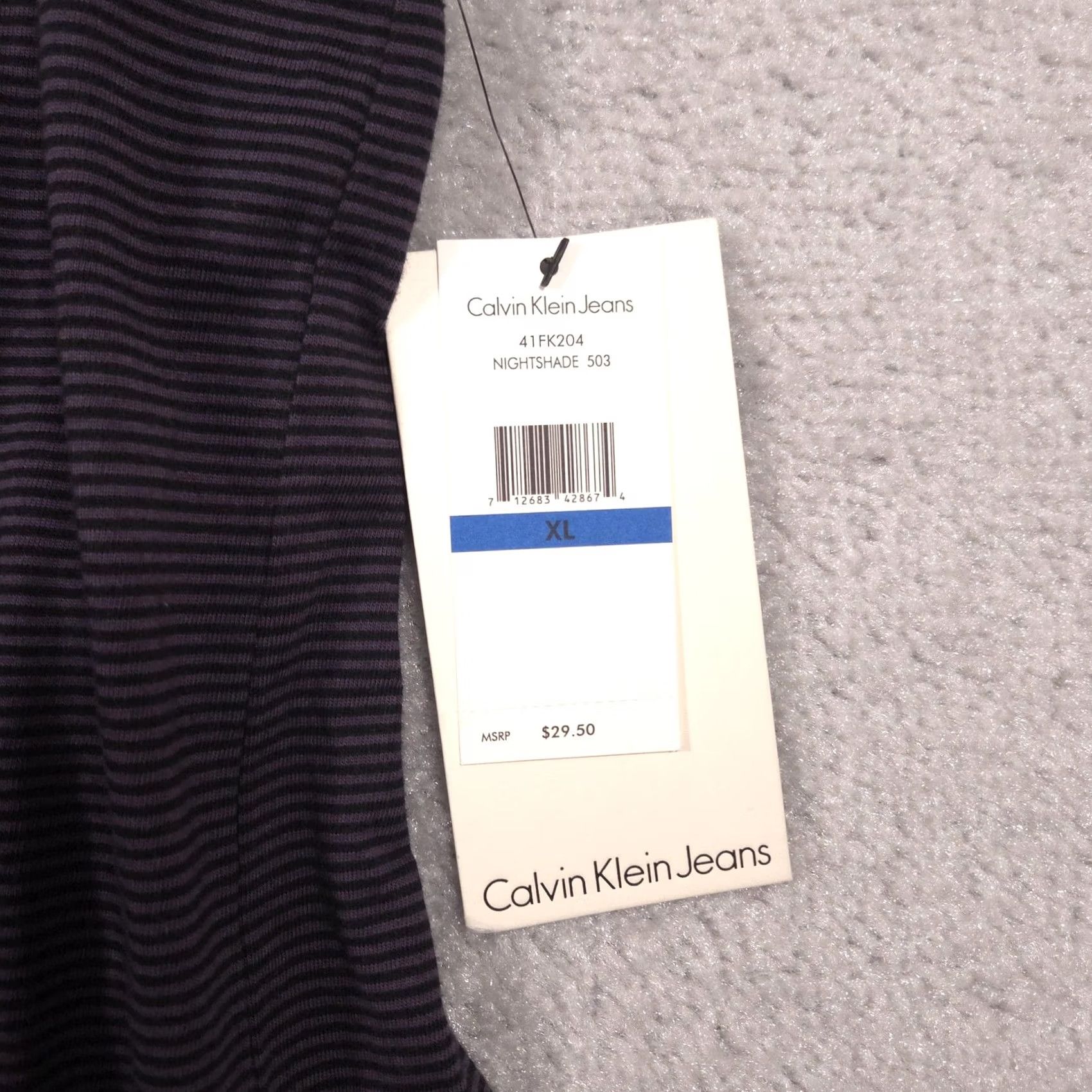 Vintage Calvin Klein Jeans Shirt Mens XL Purple Stripe Crewneck Lightweight Jersey Tee Size US XL / EU 56 / 4 - 4 Thumbnail