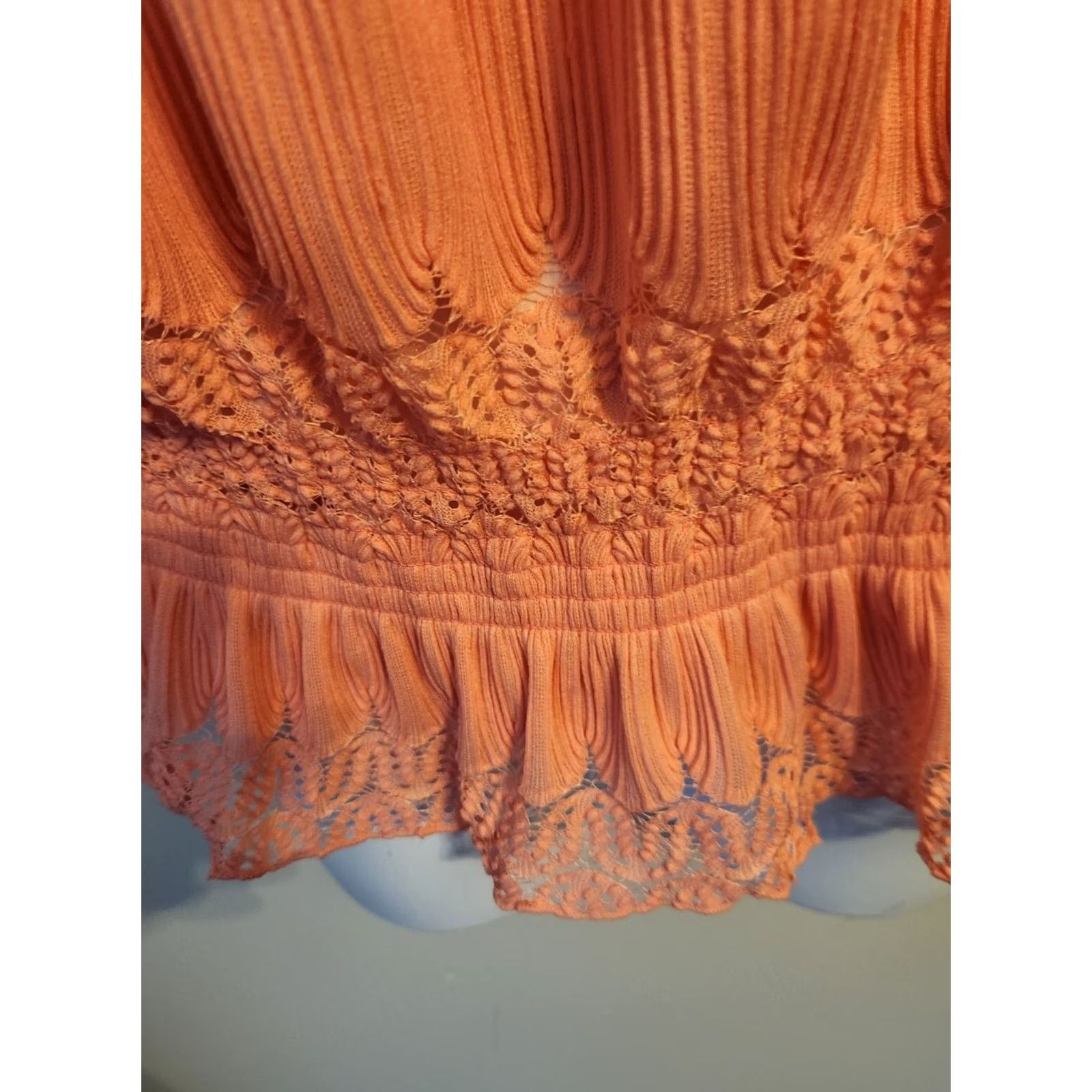 Vintage Ashley Stewart Peplum Top Peach 22 24 Hippie Boho Cottagecore Style Size 3XL / US 20-22 - 4 Thumbnail