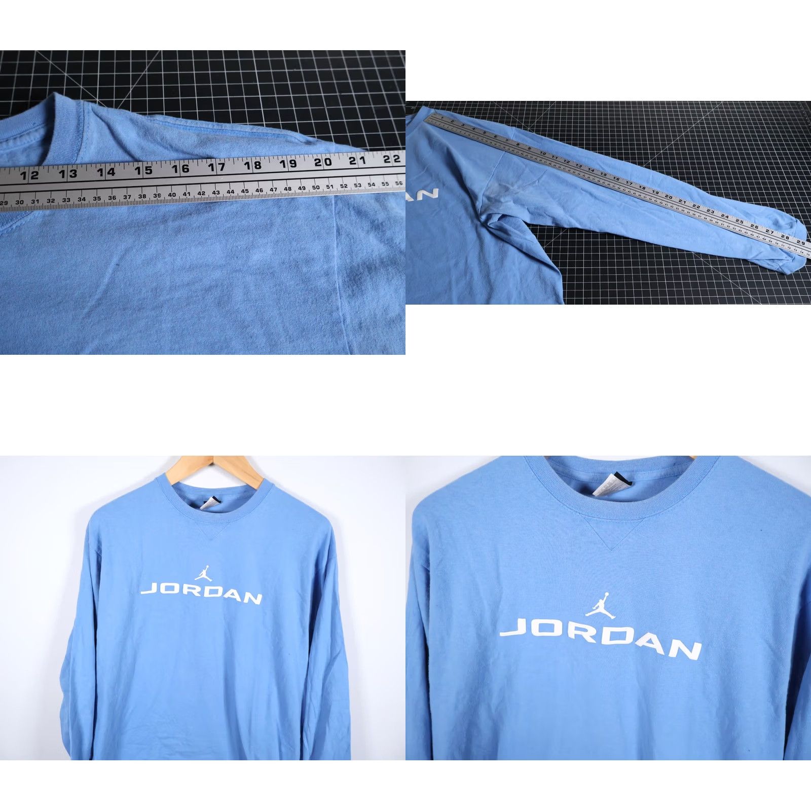 Jordan Brand VINTAGE Nike Jordan Long Sleeve Shirt Mens Large Blue USA Made 90s Retro Cotton Jersey Crew Neck T-Shirt Size US L / EU 52-54 / 3 - 8 Thumbnail