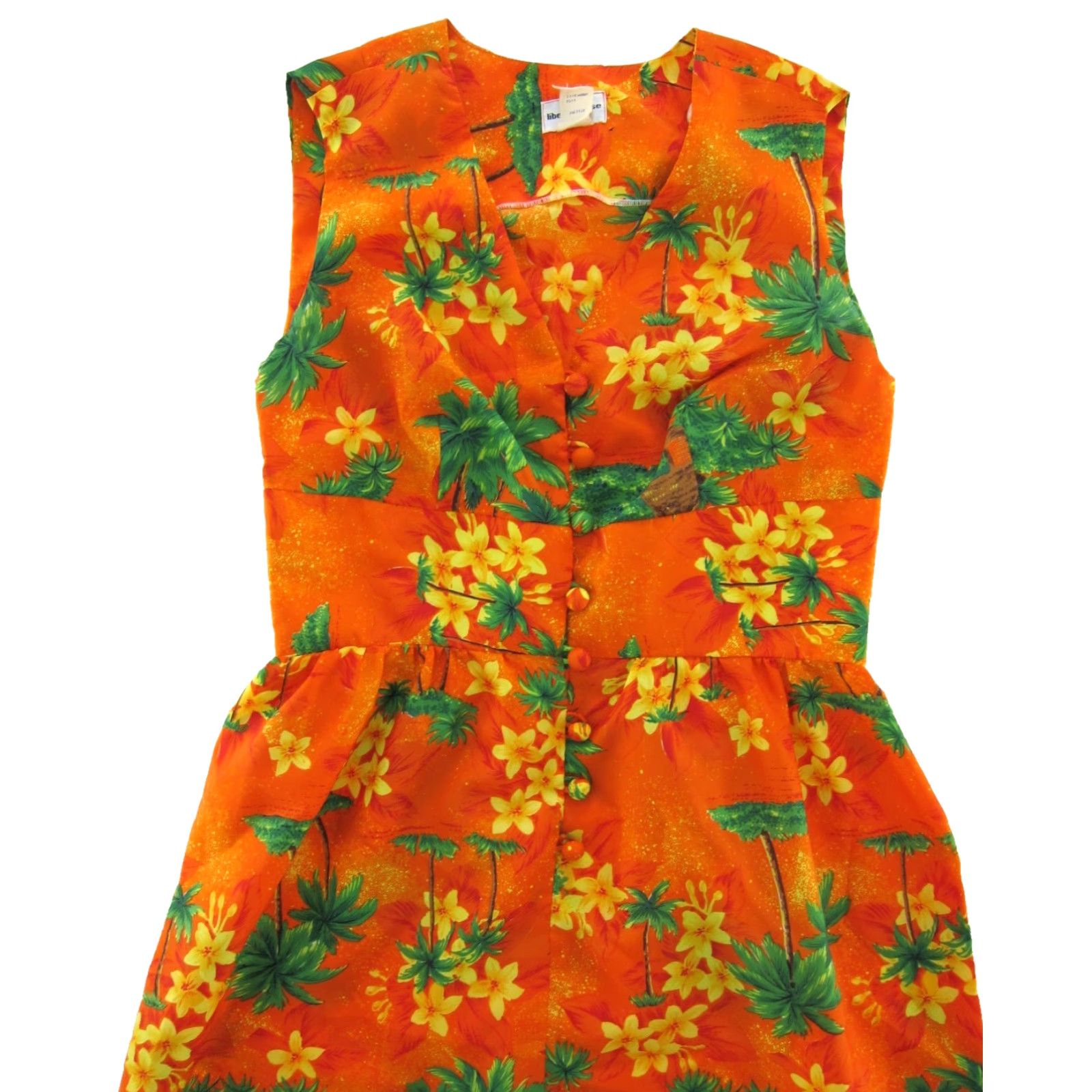 House of CB VINTAGE Liberty House Of Hawaii Dress Maxi 14 Orange Floral Long Women's Size XL / US 12-14 / IT 48-50 - 4 Thumbnail
