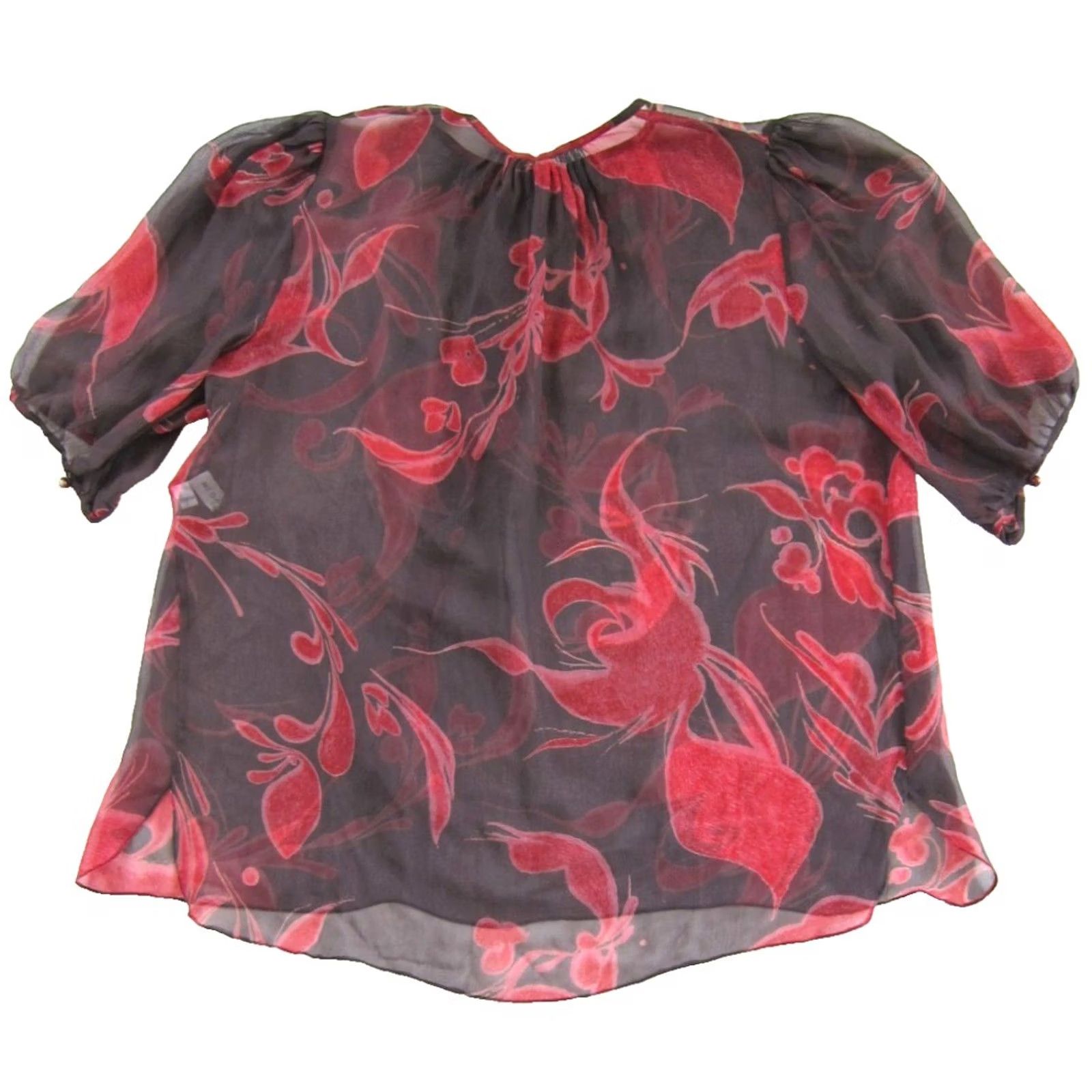 Vintage Megan Park Blouse Shirt Silk Floral Short Sleeve Tunic Pink 100% Silk Women Size 10 Size L / US 10 / IT 46 - 2 Thumbnail