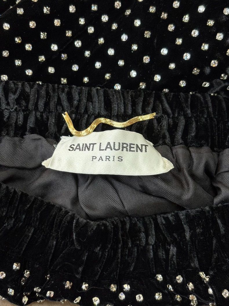 Saint Laurent Paris Black Velvet Rhinestone Short Pants-2507 Size US 36 / EU 52 - 4 Thumbnail