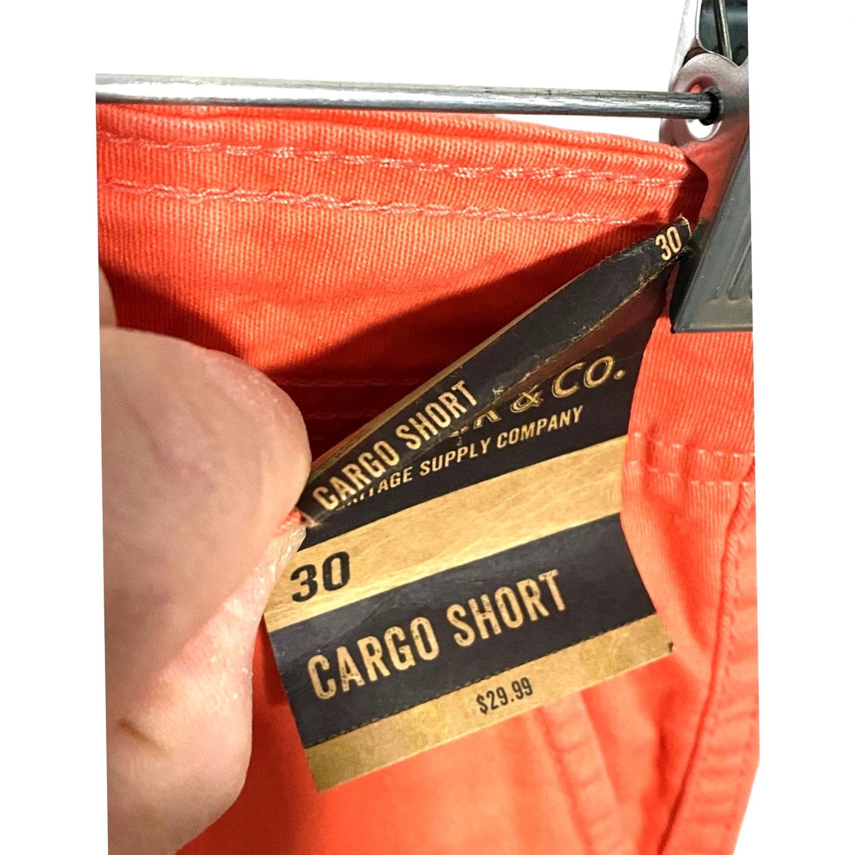 CO VINTAGE Roebuck & Co Orange Cargo Chino Shorts Mens 38 NWT Casual Summer Y2K Cargo Shorts Mens Orange 38 NWT Size US 38 / EU 54 - 7 Thumbnail