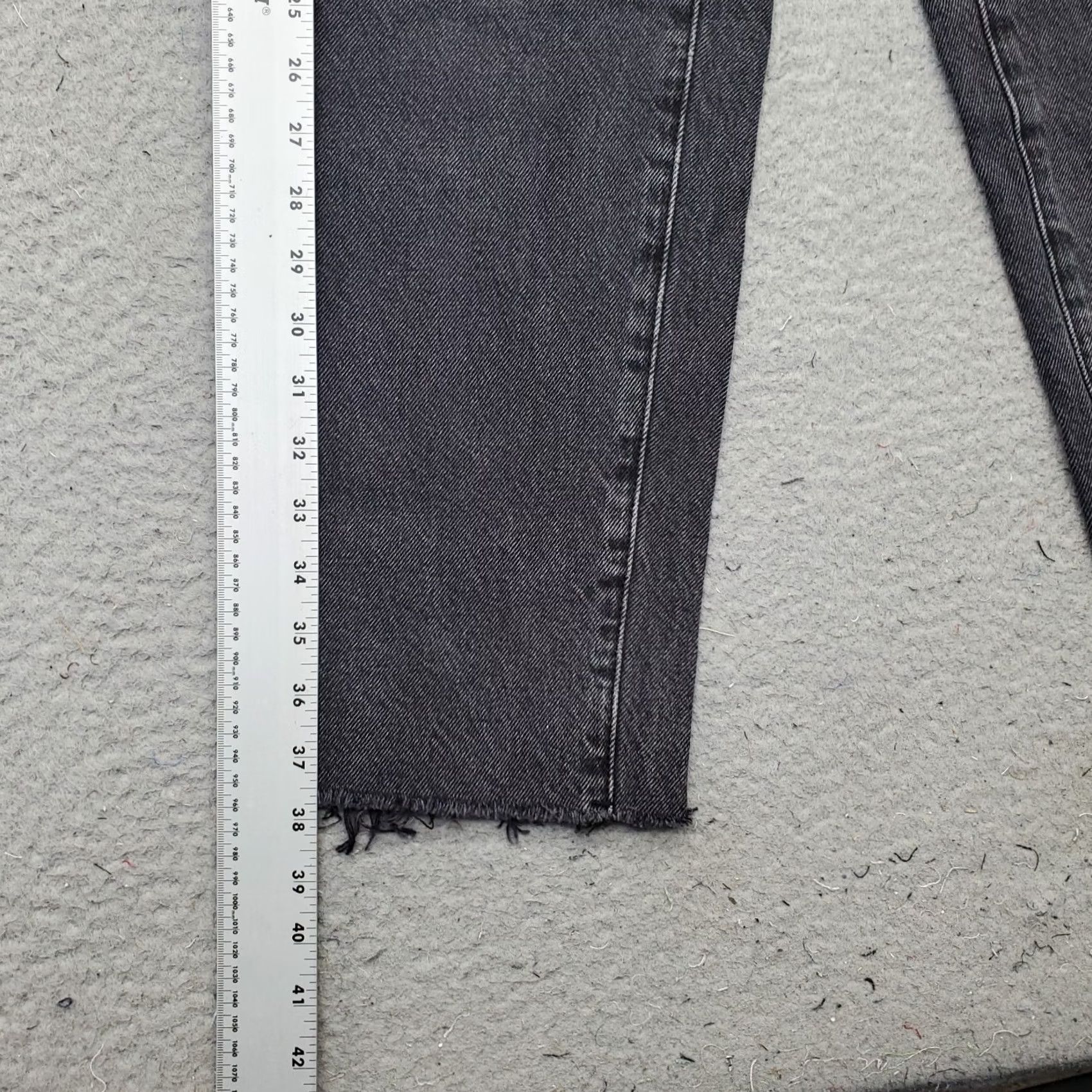 Pacsun PacSun Straight Jeans Womens 26 Black Denim Stretch Raw Hem High Rise Dark Wash Jeans Size 26" / US 2 / IT 38 - 3 Thumbnail