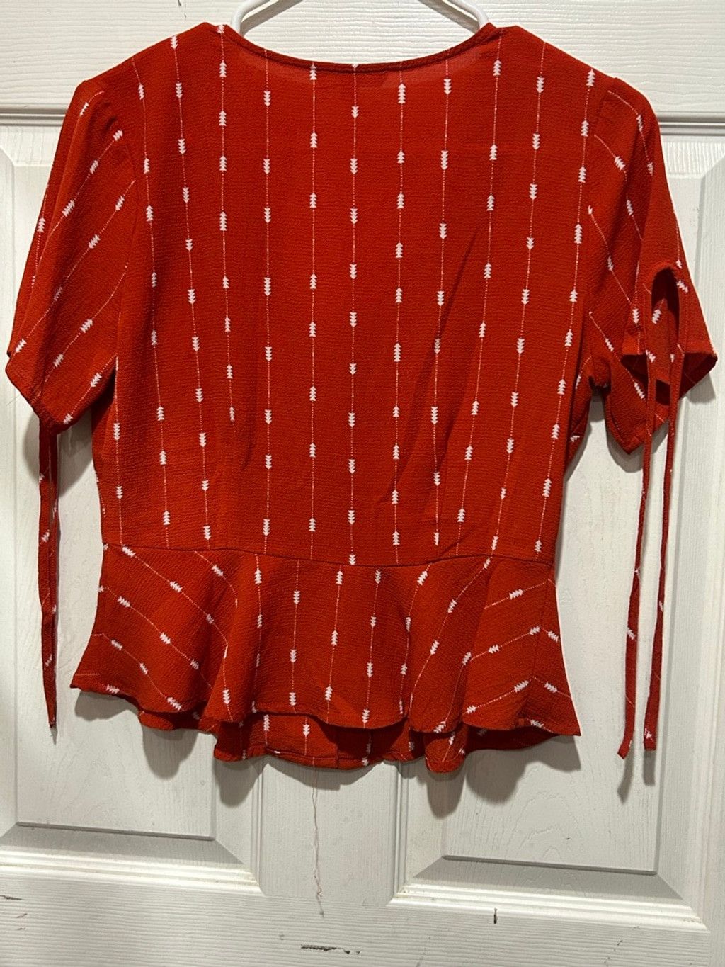 Monet Women's MINE Red & White Patterned Peplum Blouse, Size M Size M / US 6-8 / IT 42-44 - 5 Thumbnail