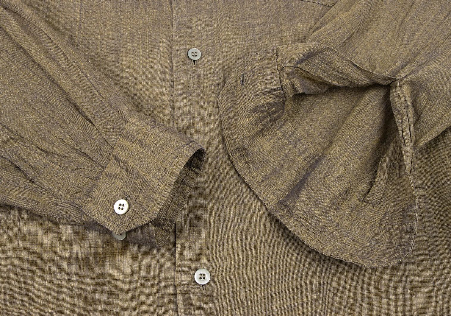 Issey Miyake Linen Long Sleeve Shirt in Yellow-Grey, Size XL Size US XL / EU 56 / 4 - 8 Thumbnail