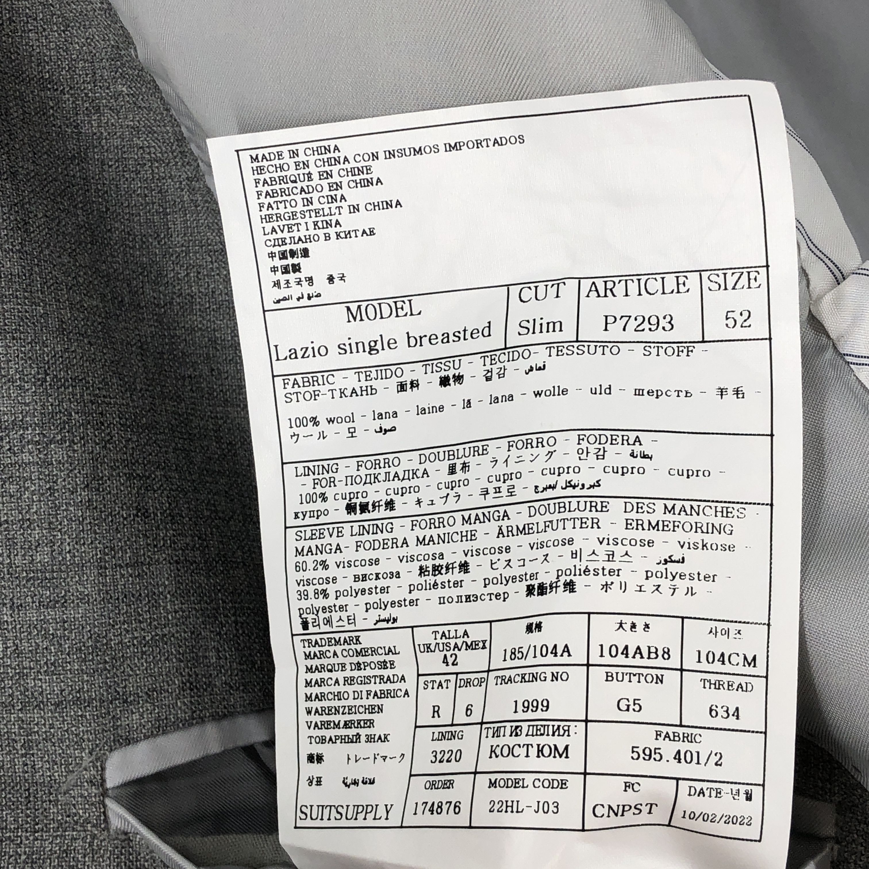 Suitsupply Lazio Single Breasted Wool Blazer Size EU:52; UK:42; US:42S Size 42S - 9 Thumbnail