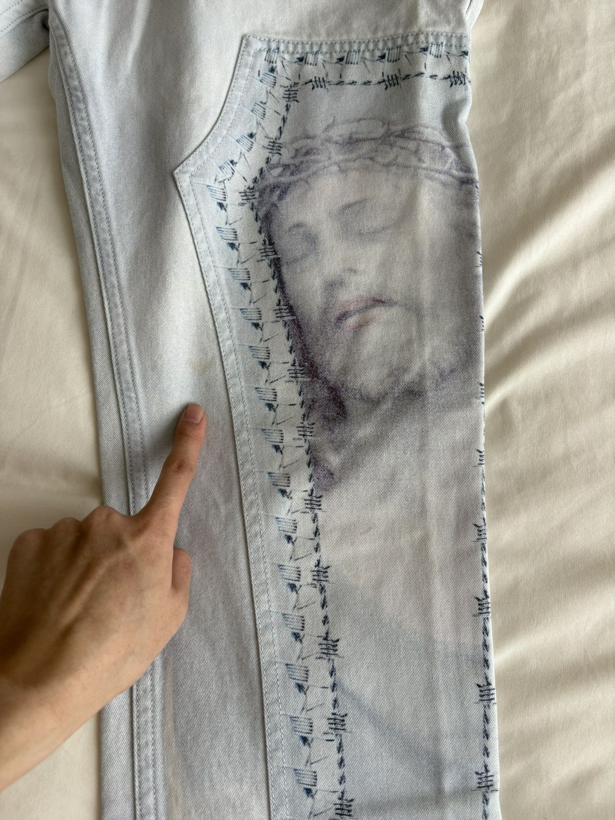 Givenchy 16ss 'Jesus in thorns' denim skinny jeans